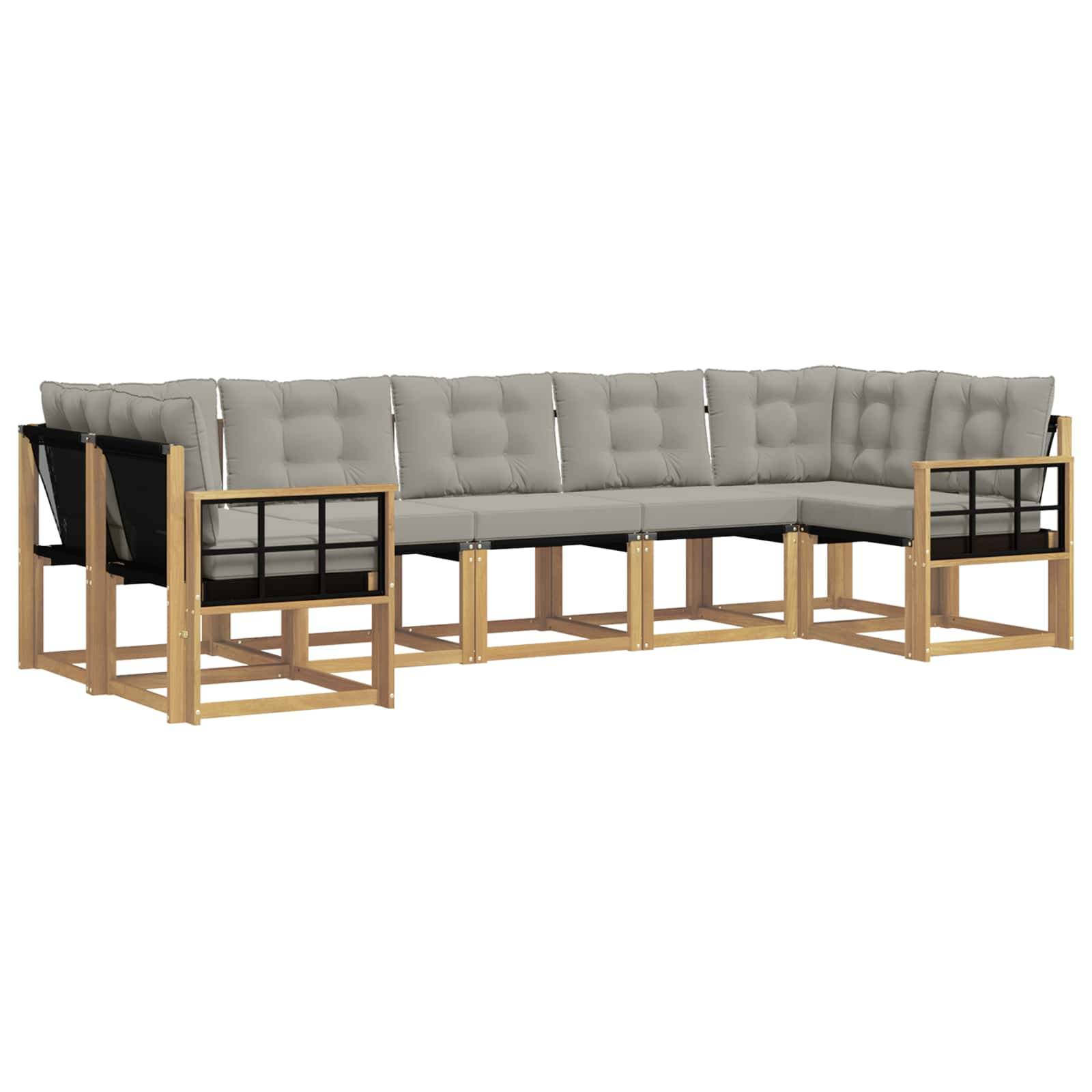 vidaXL Outdoor-Sofagarnitur mit Kissen 7 pcs Weiß und Hellgrau
