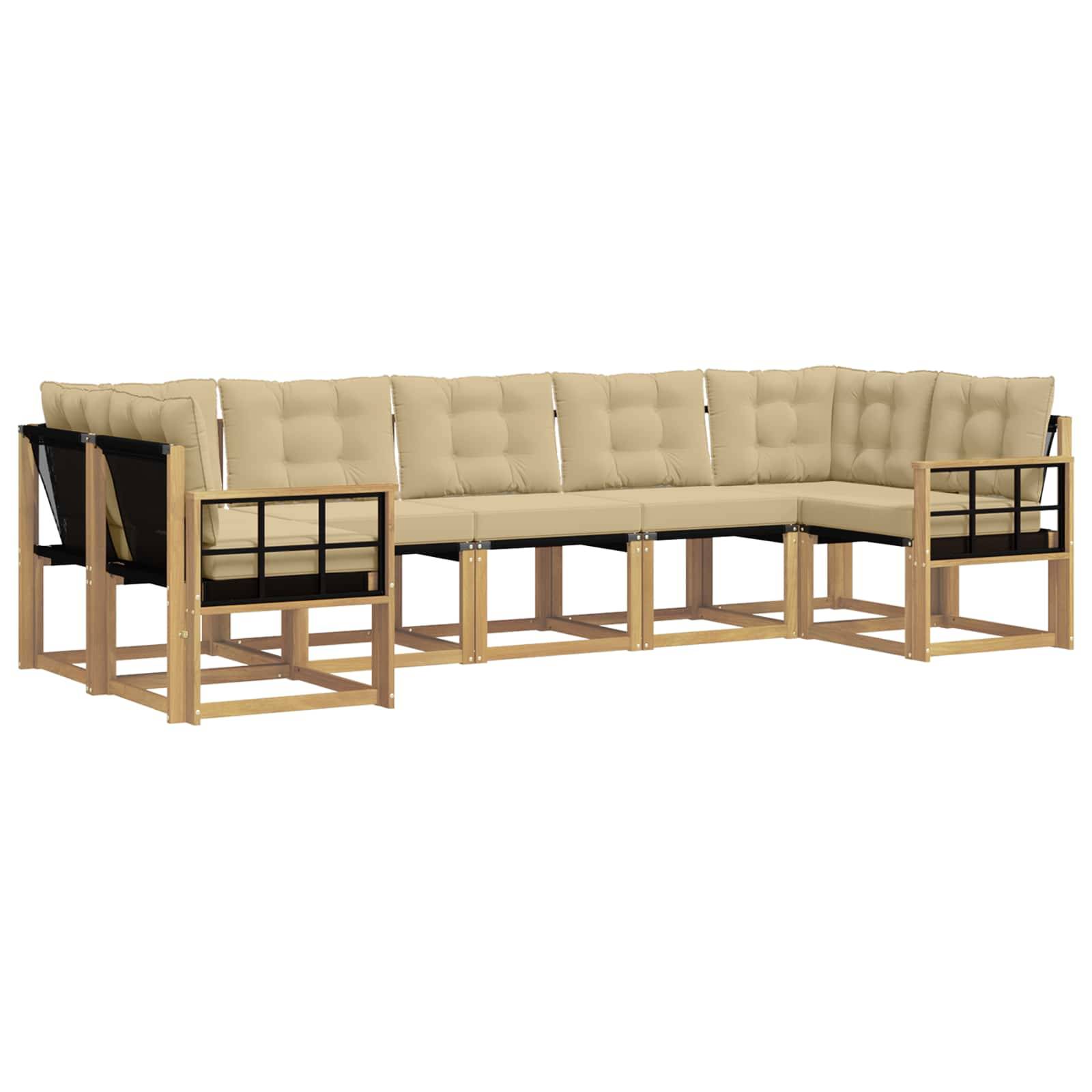 vidaXL Outdoor-Sofagarnitur mit Kissen 7 pcs Weiß und Beige