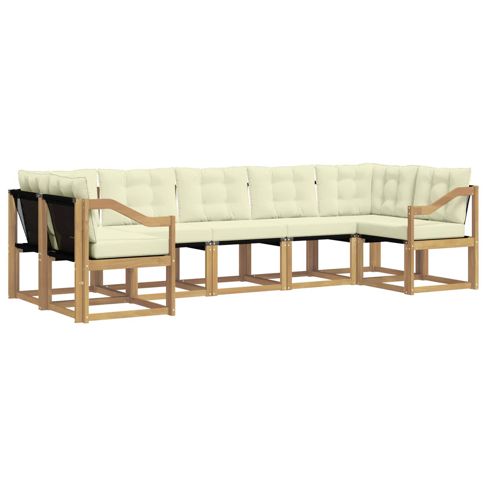 vidaXL Outdoor-Sofagarnitur mit Kissen 7 pcs Weiß und Creme