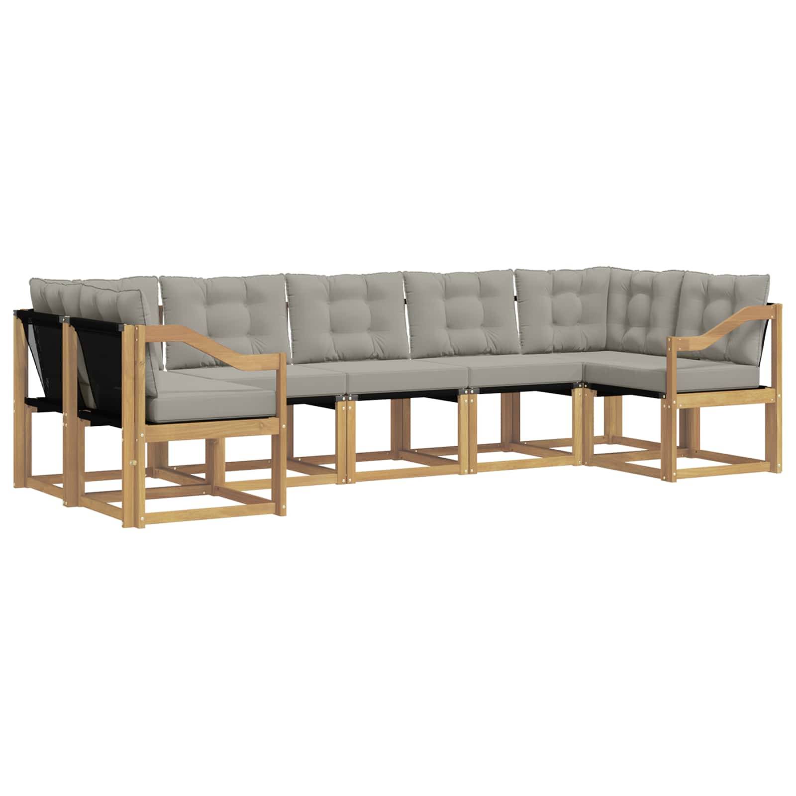 vidaXL Outdoor-Sofagarnitur mit Kissen 7 pcs Weiß und Hellgrau