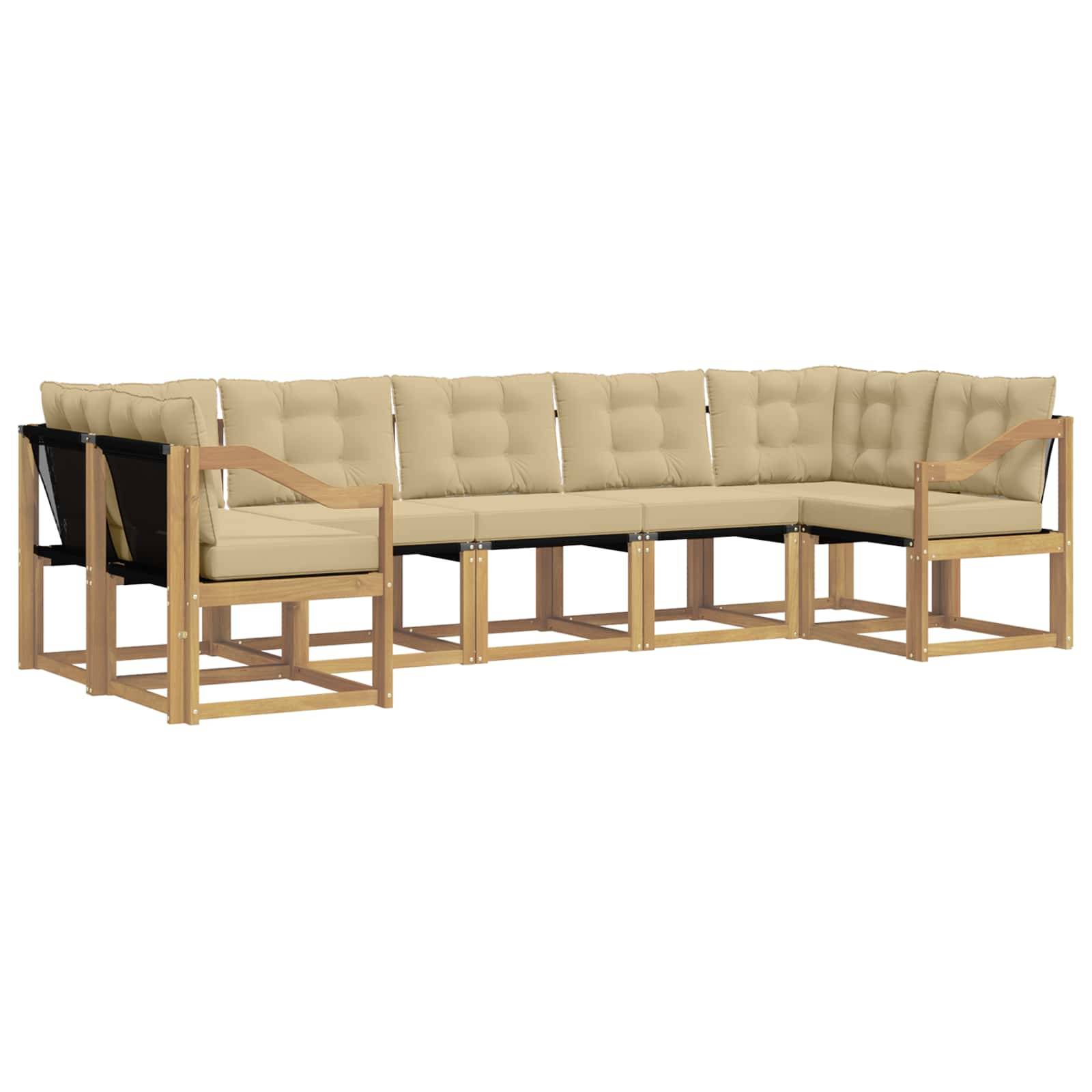 vidaXL Outdoor-Sofagarnitur mit Kissen 7 pcs Weiß und Beige