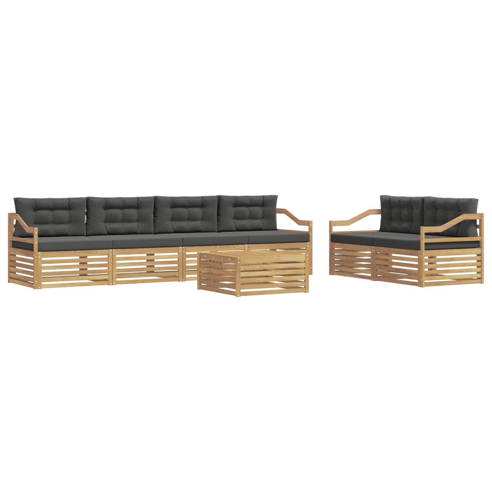 vidaXL Outdoor-Sofagarnitur 7 pcs Weiß und Anthrazit Polyester