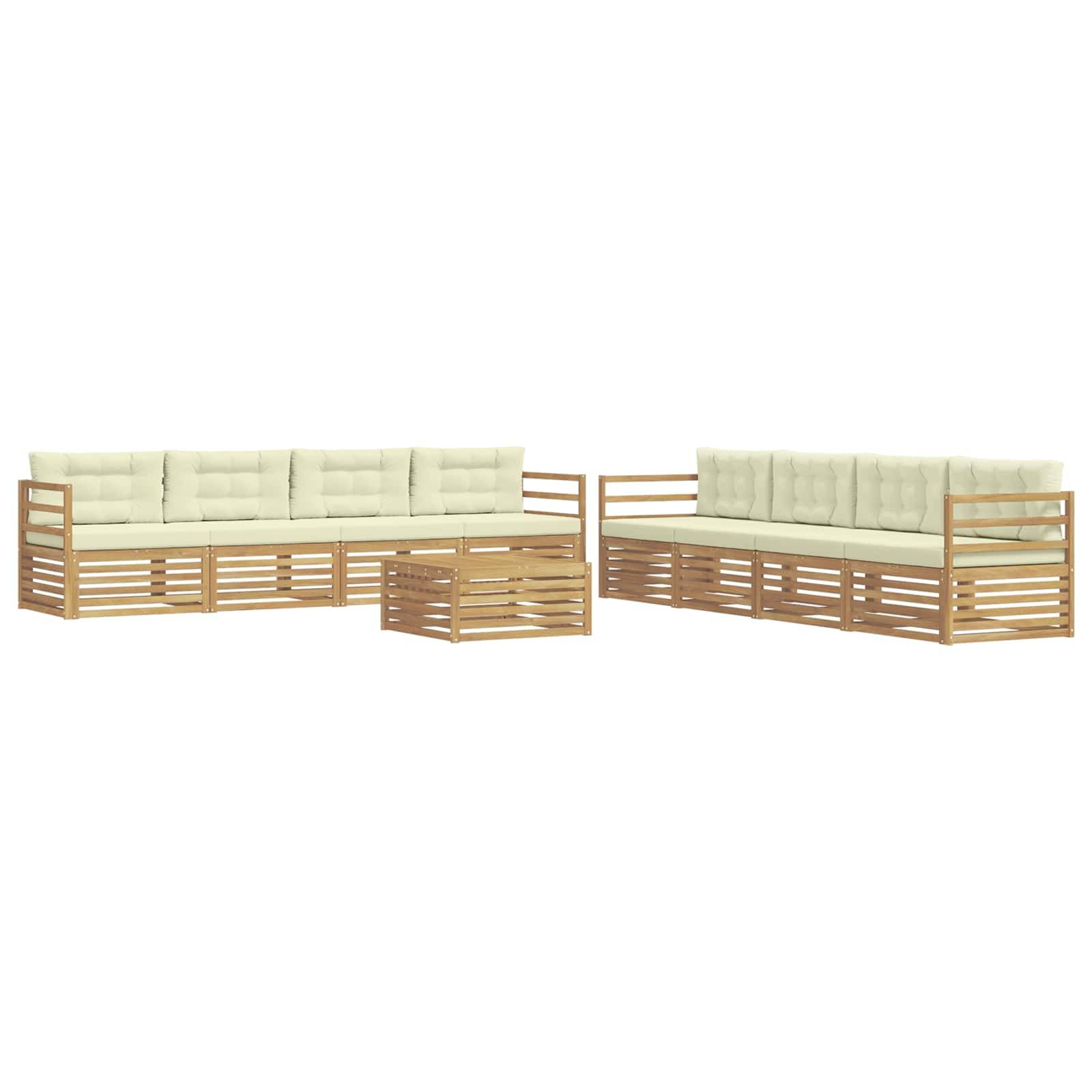 vidaXL Outdoor-Sofagarnitur mit Kissen 9 pcs Weiß und Creme Polyester