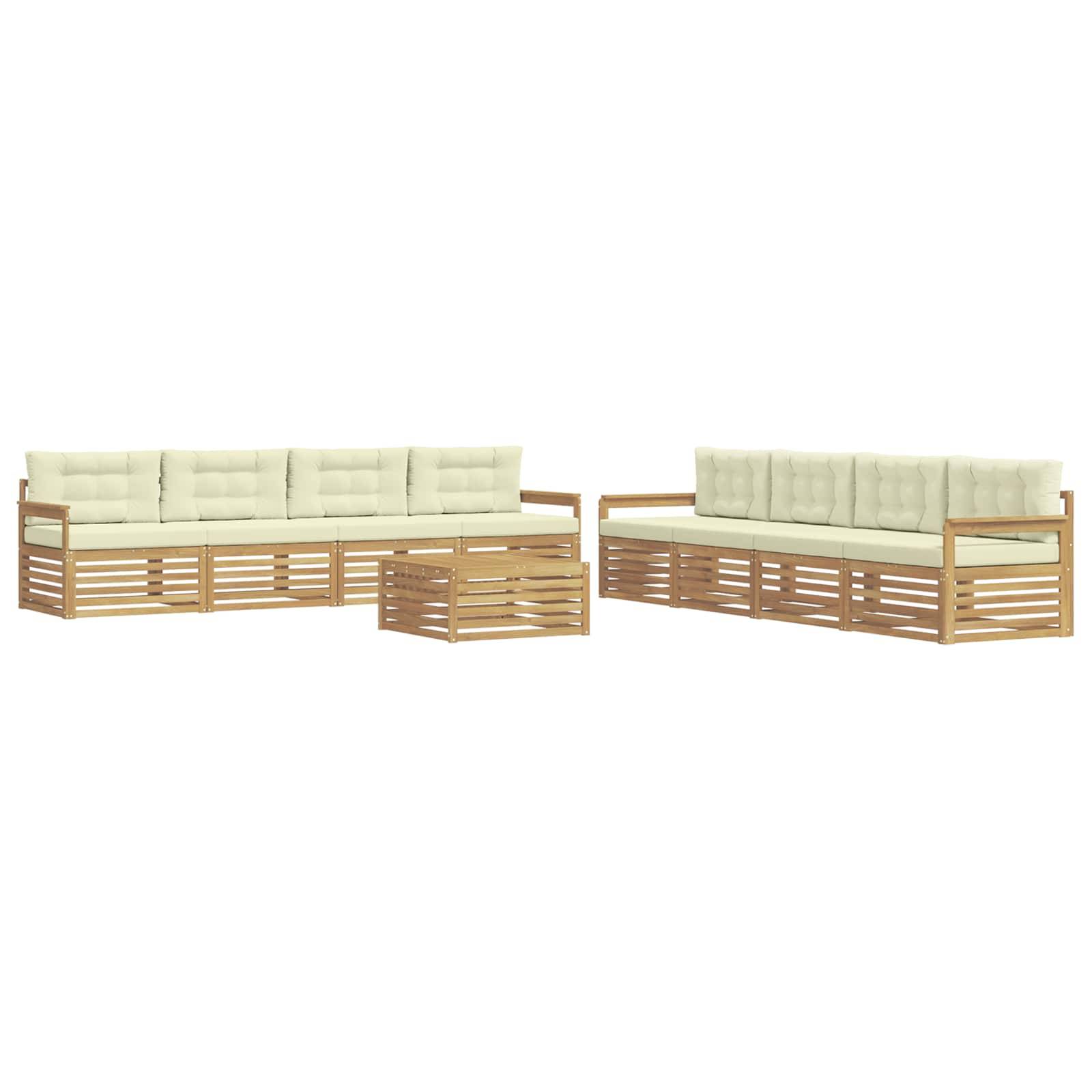 vidaXL Outdoor-Sofagarnitur mit Kissen 9 pcs Weiß und Creme Polyester