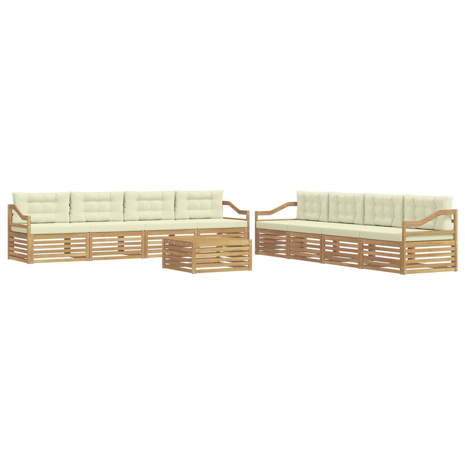 vidaXL Outdoor-Sofagarnitur mit Kissen 9 pcs Weiß und Creme Polyester