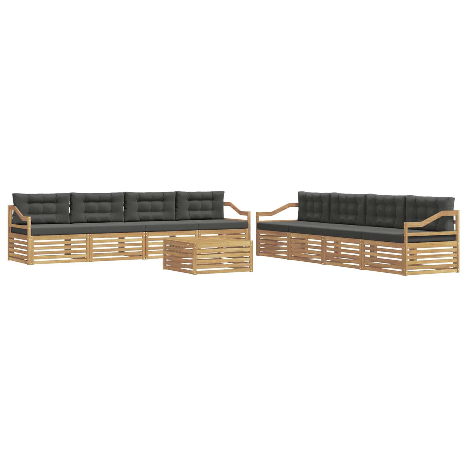 vidaXL Outdoor-Sofagarnitur 9 pcs Weiß und Anthrazit Polyester