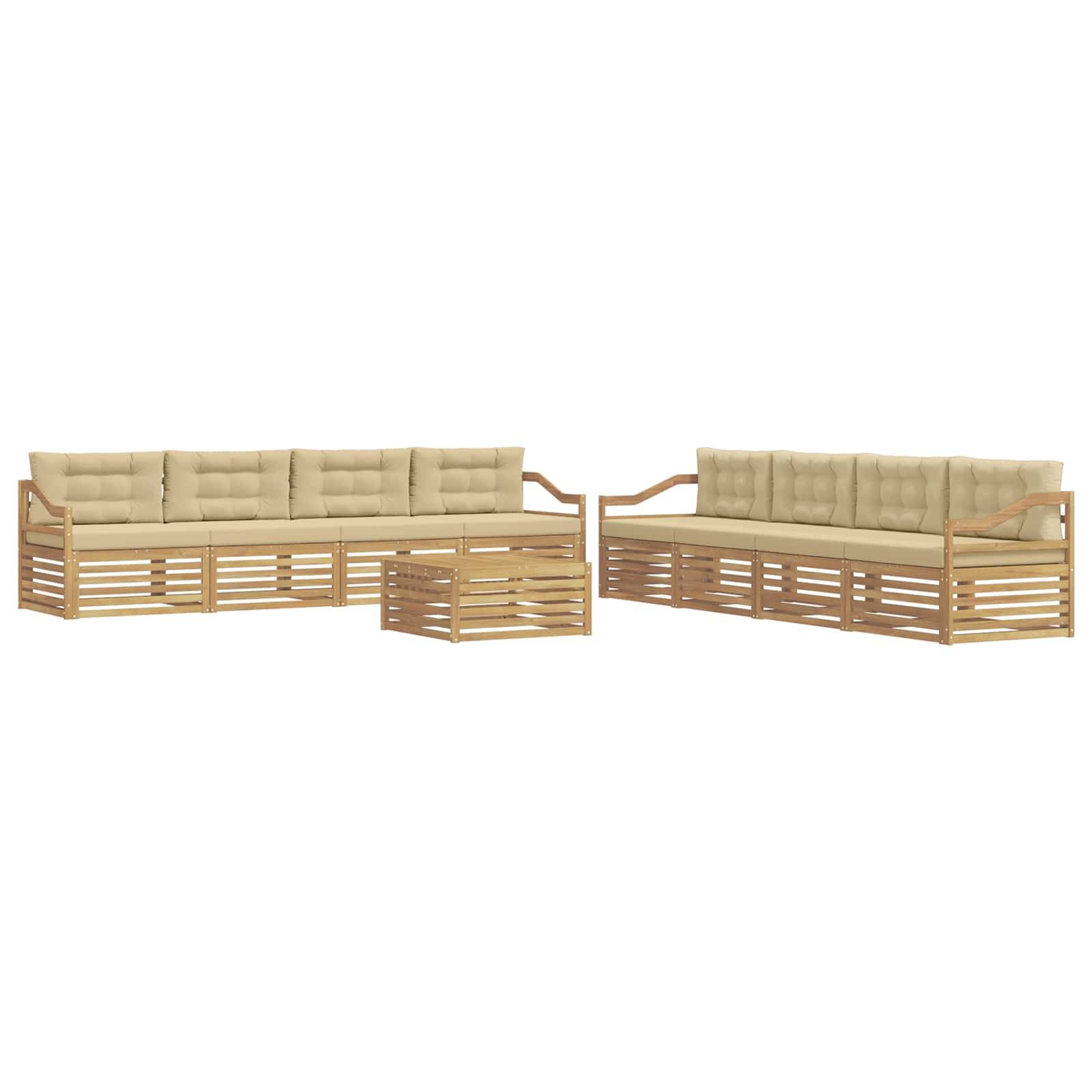 vidaXL Outdoor-Sofagarnitur mit Kissen 9 pcs Weiß und Beige Polyester