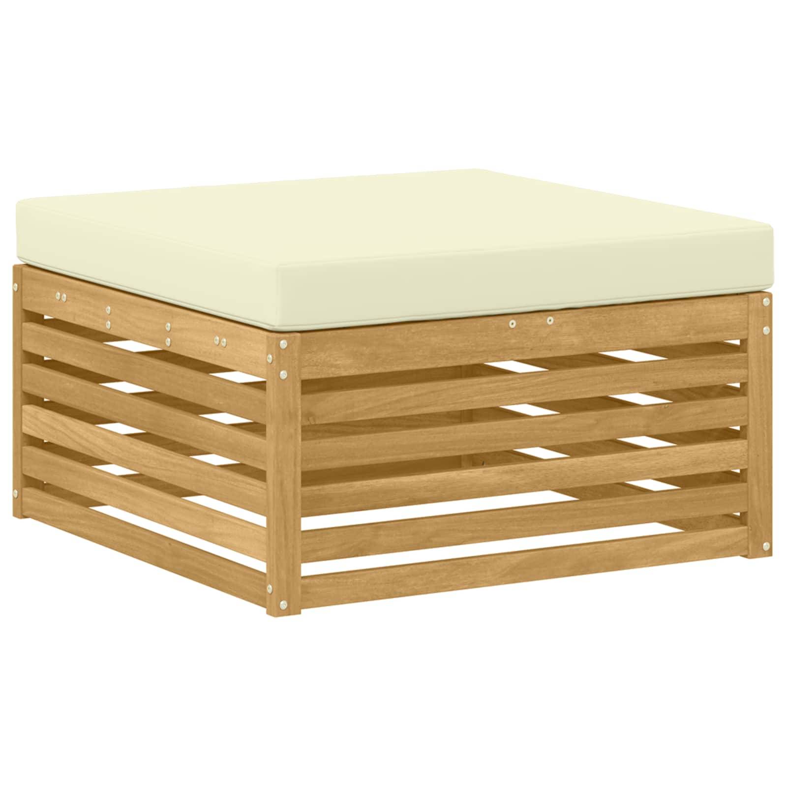 vidaXL Sofagarnituren 6 pcs Weiß und Creme Massivholz Akazie