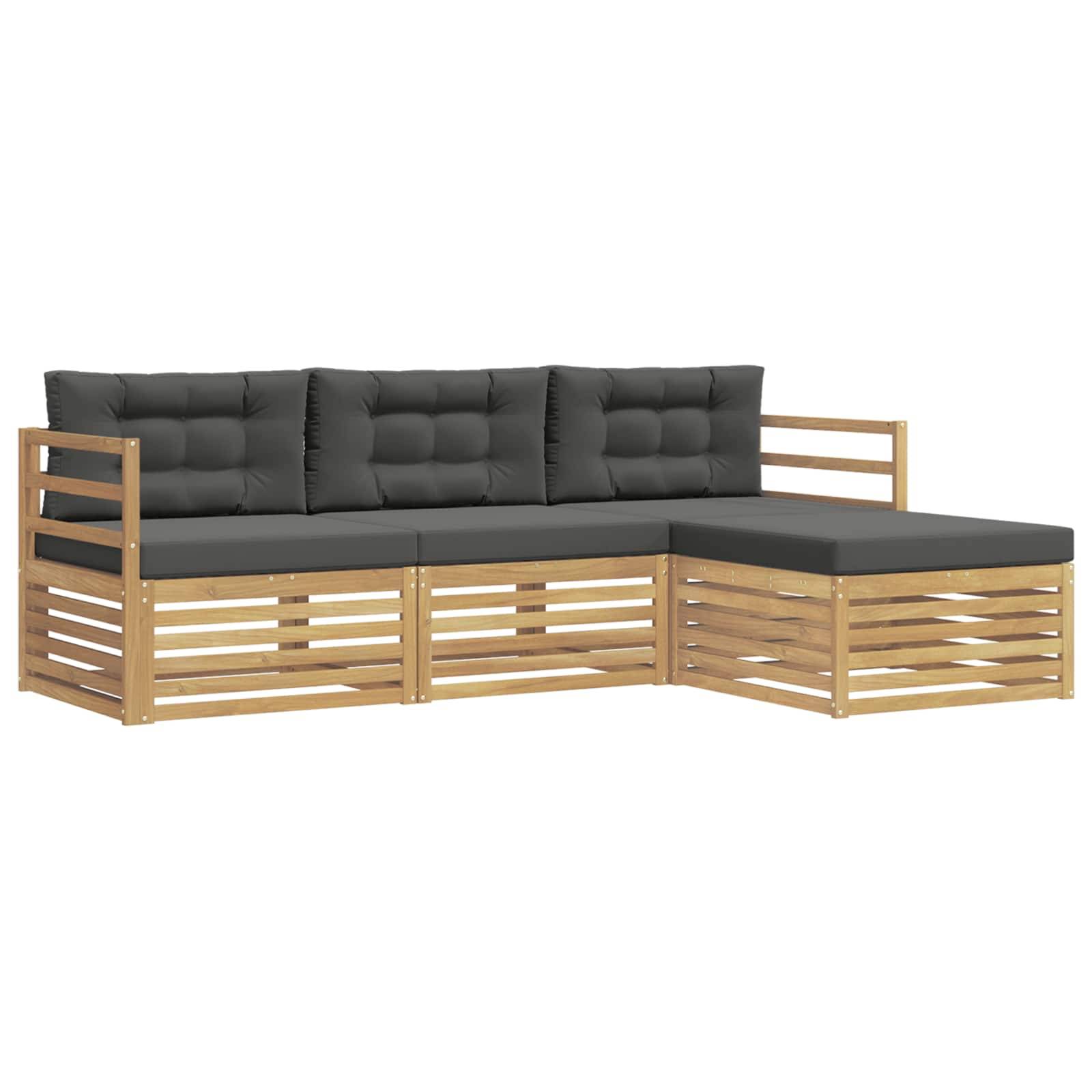 vidaXL Outdoor-Sofagarnitur 4 pcs Weiß und Anthrazit Polyester