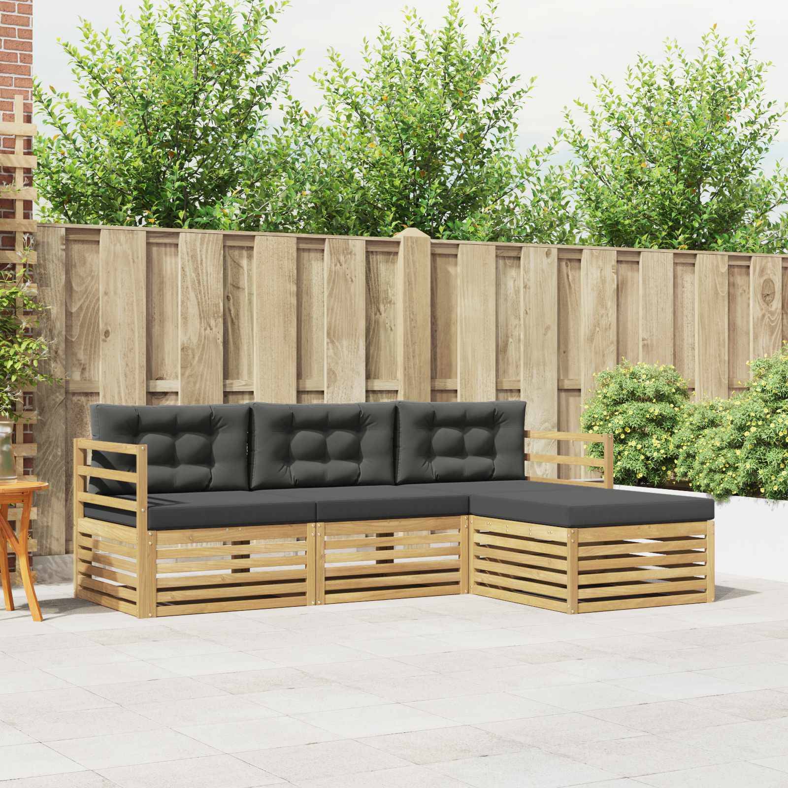 vidaXL Outdoor-Sofagarnitur 4 pcs Weiß und Anthrazit Polyester