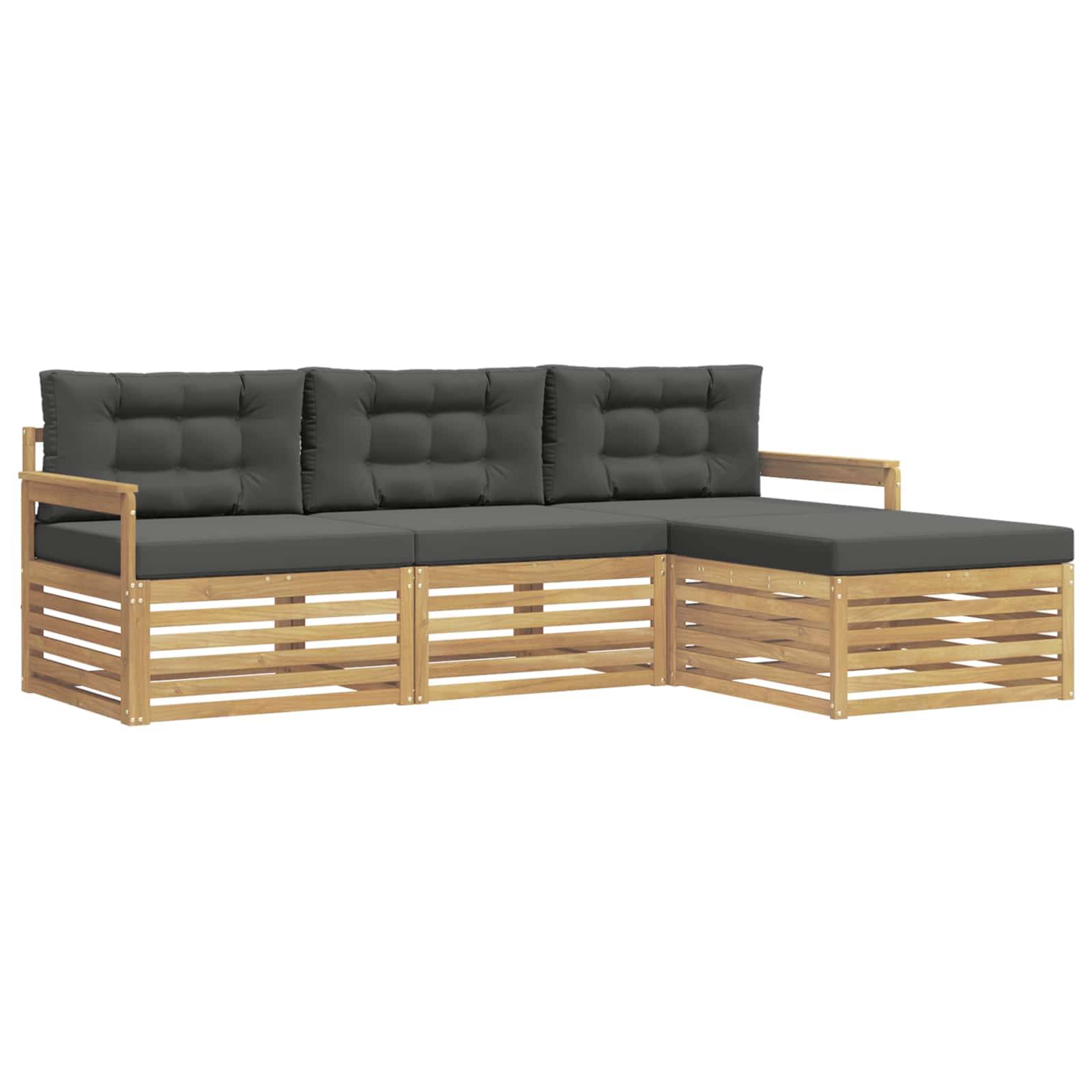 vidaXL Outdoor-Sofagarnitur 4 pcs Weiß und Anthrazit Polyester