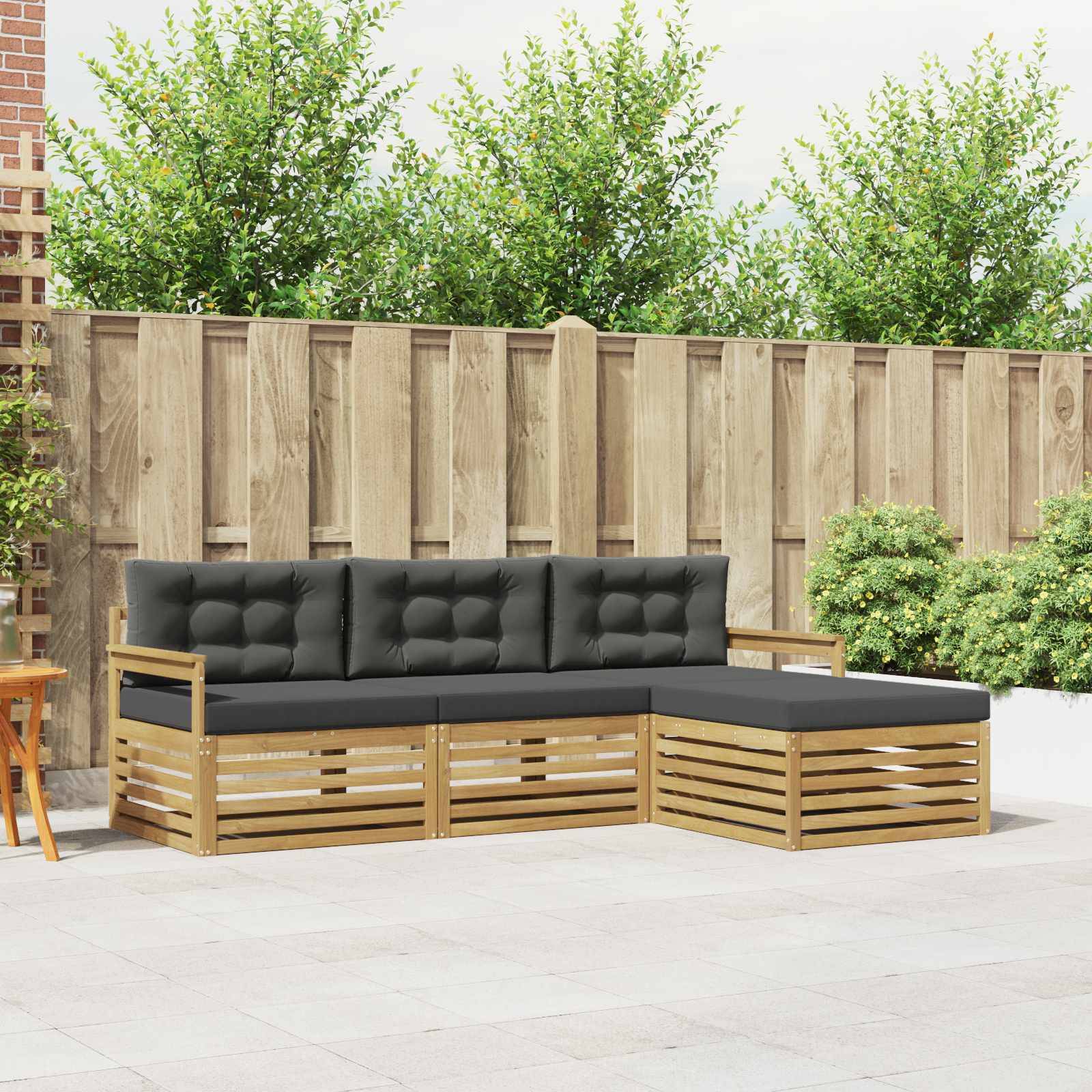 vidaXL Outdoor-Sofagarnitur 4 pcs Weiß und Anthrazit Polyester