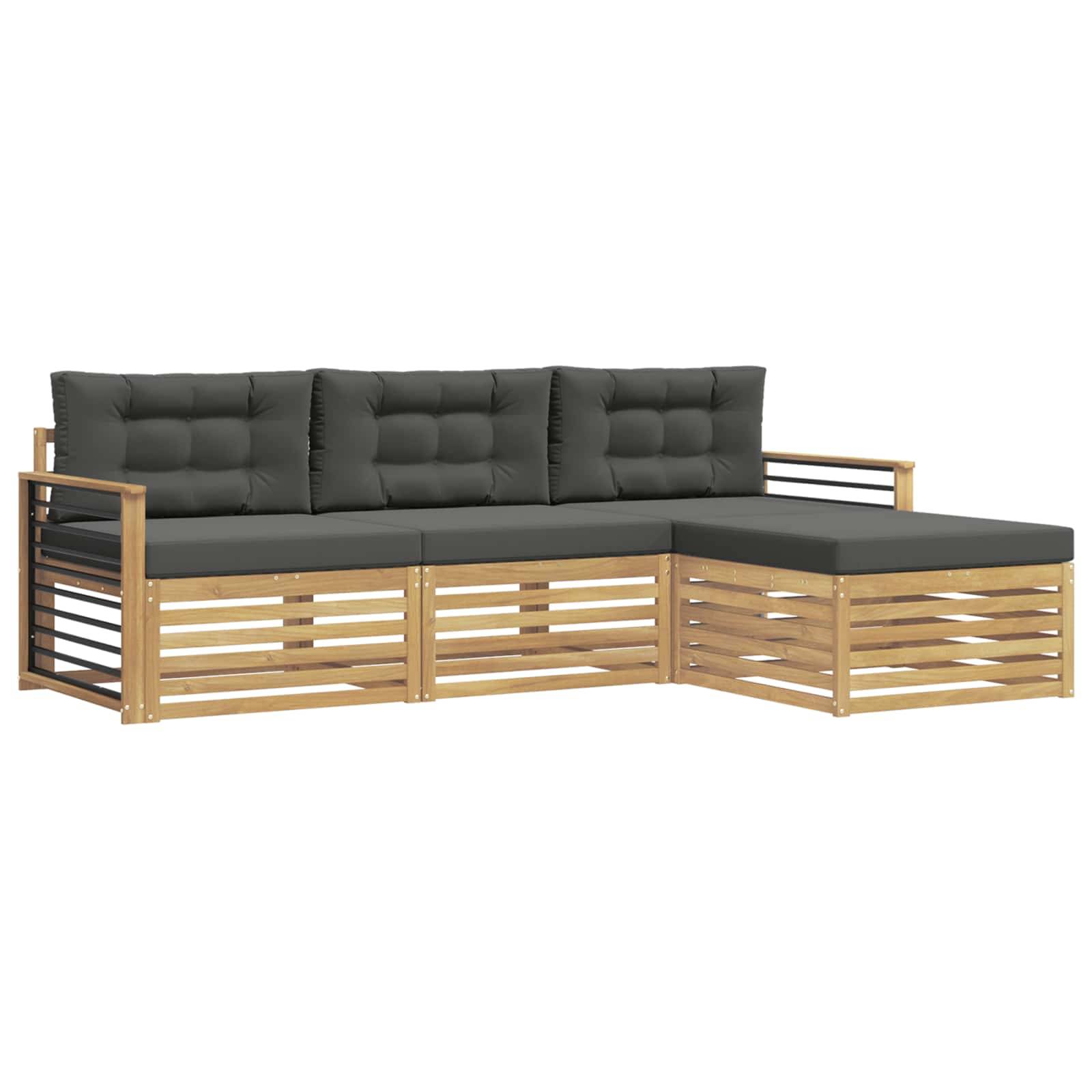 vidaXL Outdoor-Sofagarnitur 4 pcs Weiß und Anthrazit Polyester
