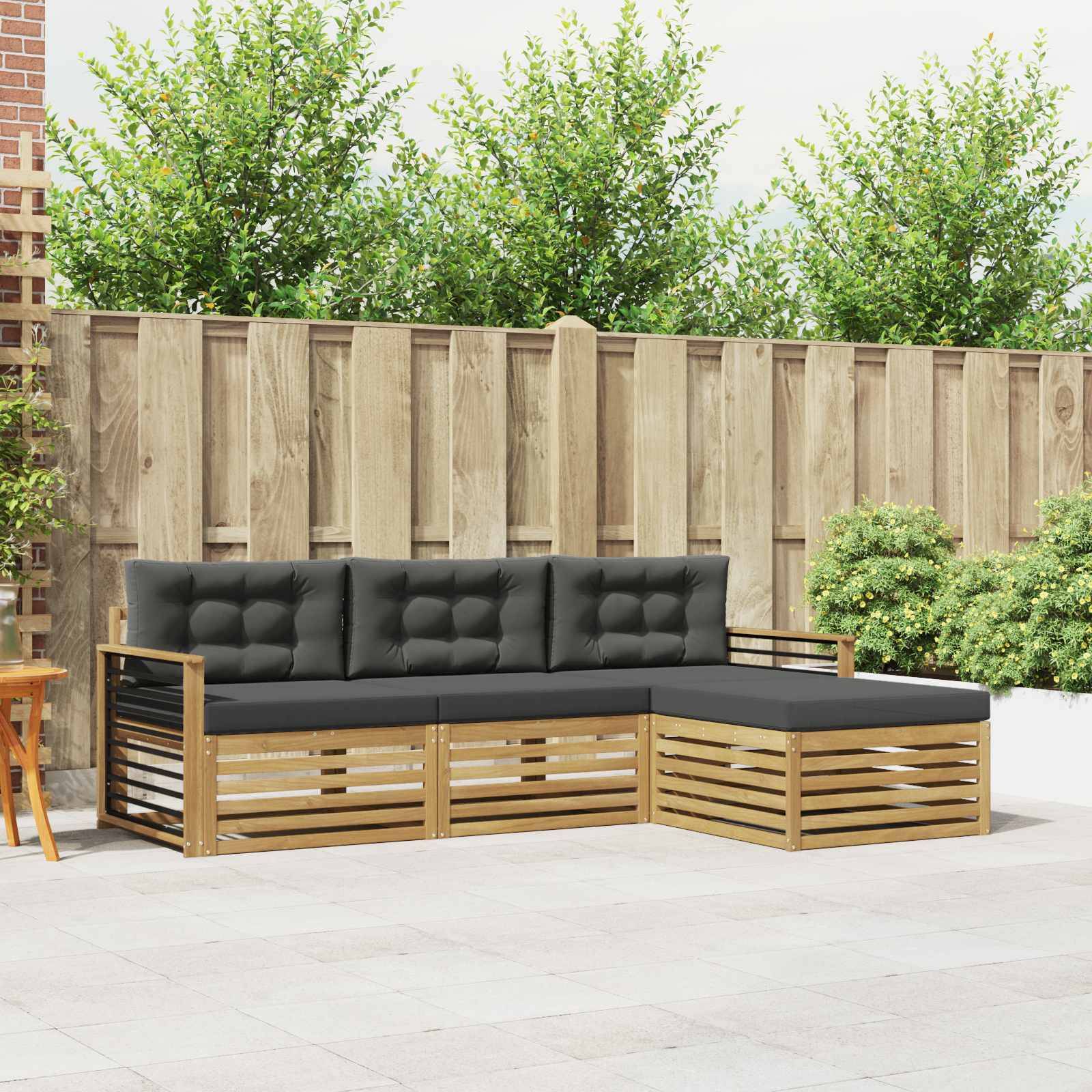vidaXL Outdoor-Sofagarnitur 4 pcs Weiß und Anthrazit Polyester