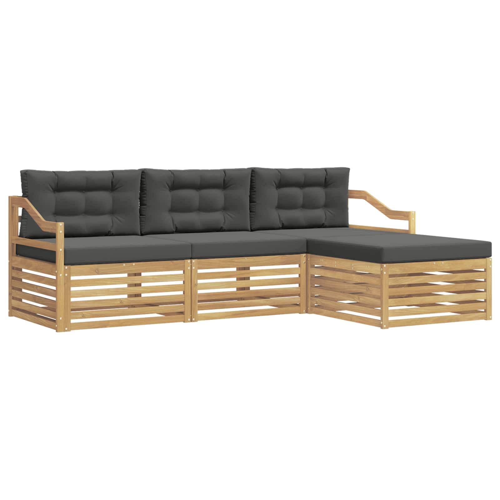 vidaXL Outdoor-Sofagarnitur 4 pcs Weiß und Anthrazit Polyester