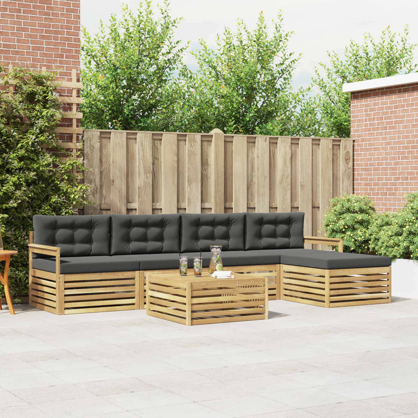 vidaXL Outdoor-Sofagarnitur 7 pcs Weiß und Anthrazit Polyester