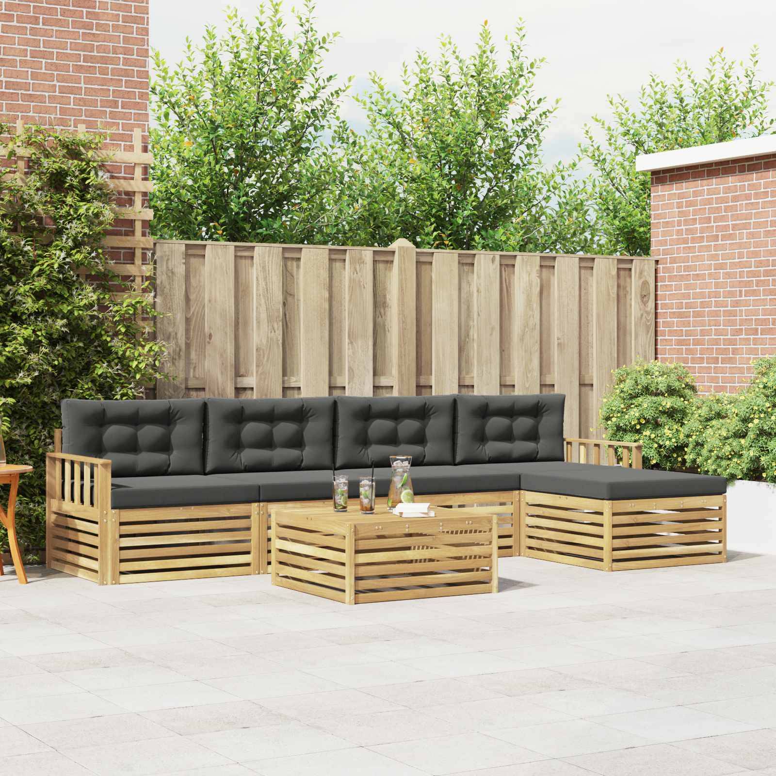 vidaXL Outdoor-Sofagarnitur 7 pcs Weiß und Anthrazit Polyester