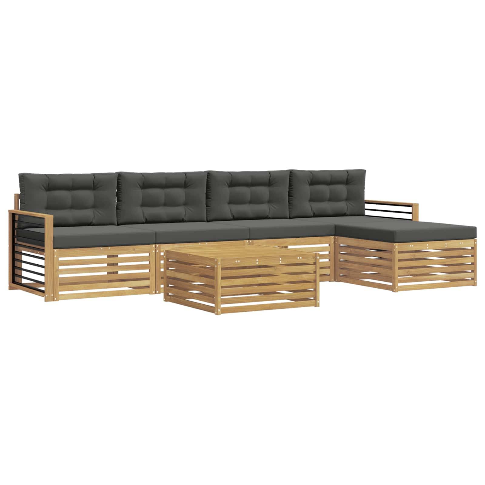 vidaXL Outdoor-Sofagarnitur 7 pcs Weiß und Anthrazit Polyester