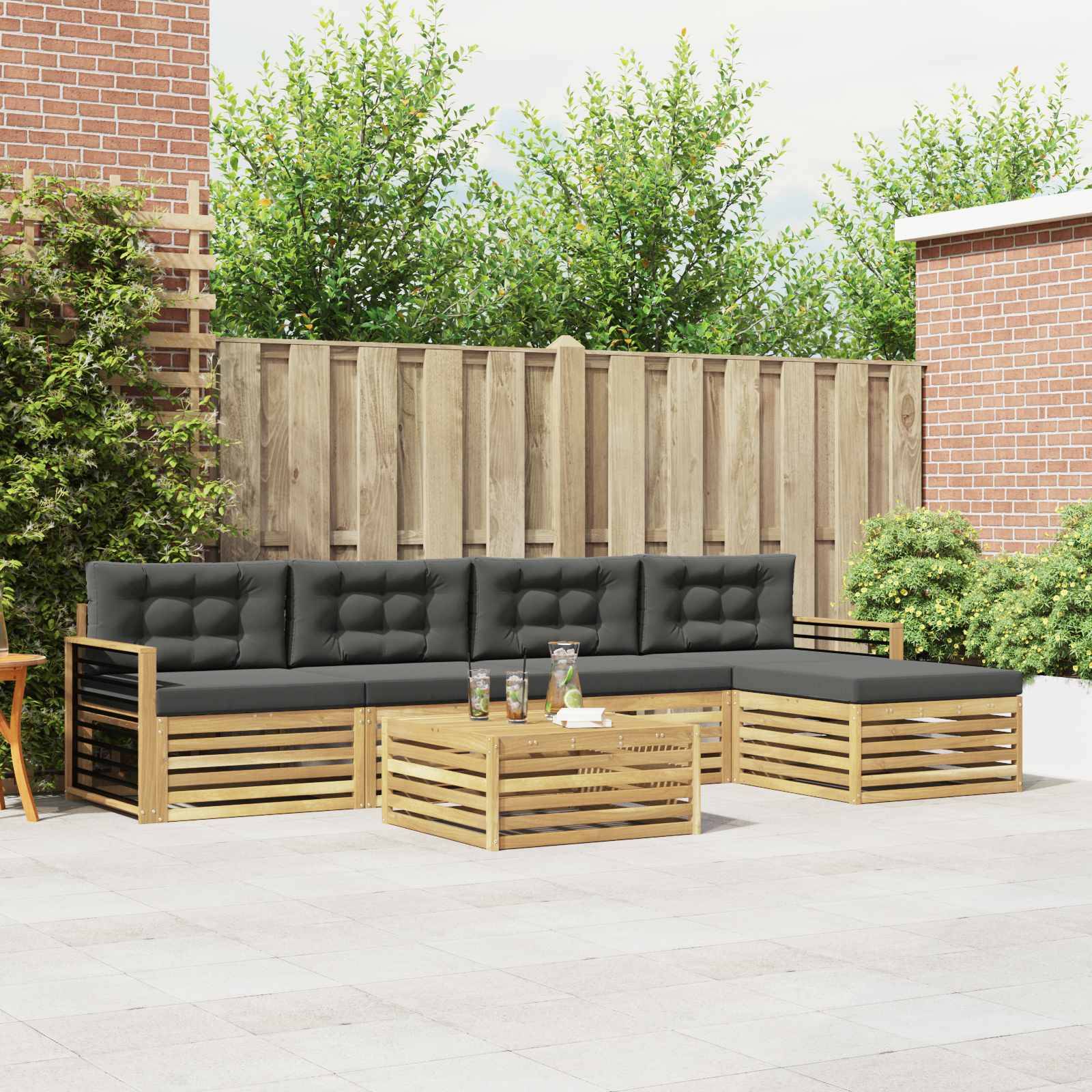 vidaXL Outdoor-Sofagarnitur 7 pcs Weiß und Anthrazit Polyester