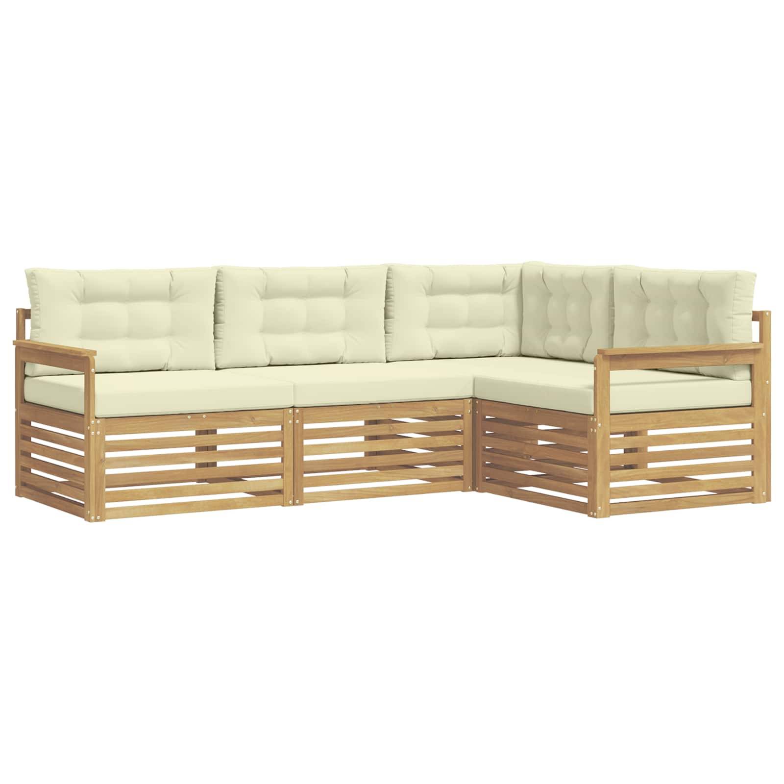 vidaXL Outdoor-Sofagarnitur mit Kissen 5 pcs Weiß und Creme Polyester