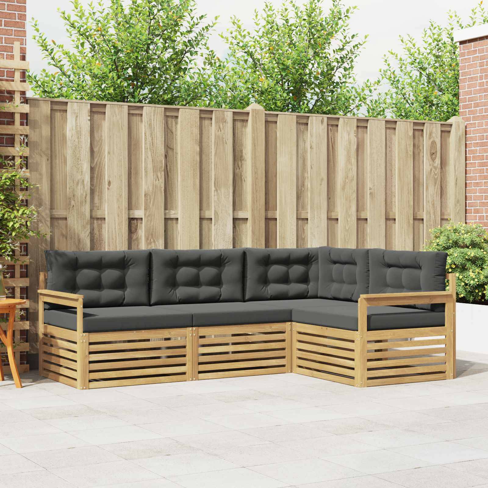 vidaXL Outdoor-Sofagarnitur 5 pcs Weiß und Anthrazit Polyester