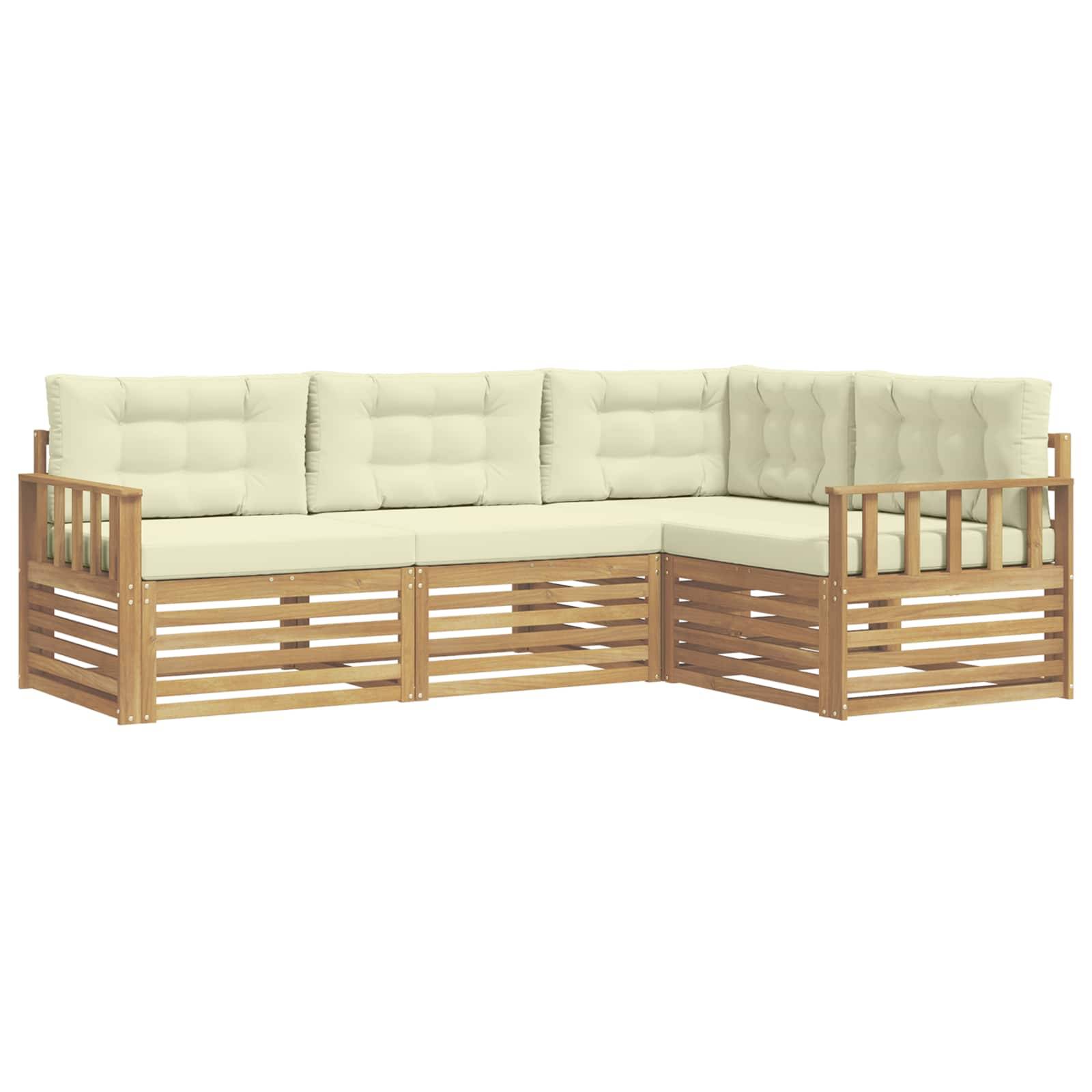 vidaXL Outdoor-Sofagarnitur mit Kissen 5 pcs Weiß und Creme Polyester