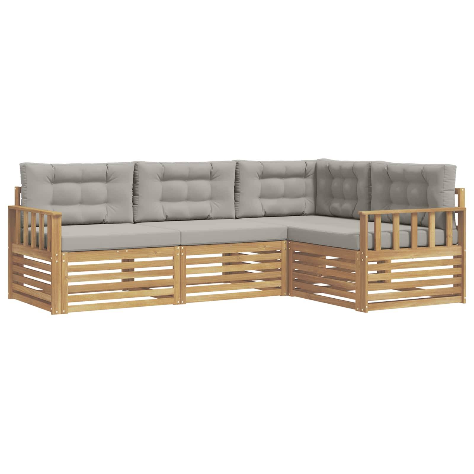 vidaXL Outdoor-Sofagarnitur 5 pcs Weiß und Hellgrau Polyester