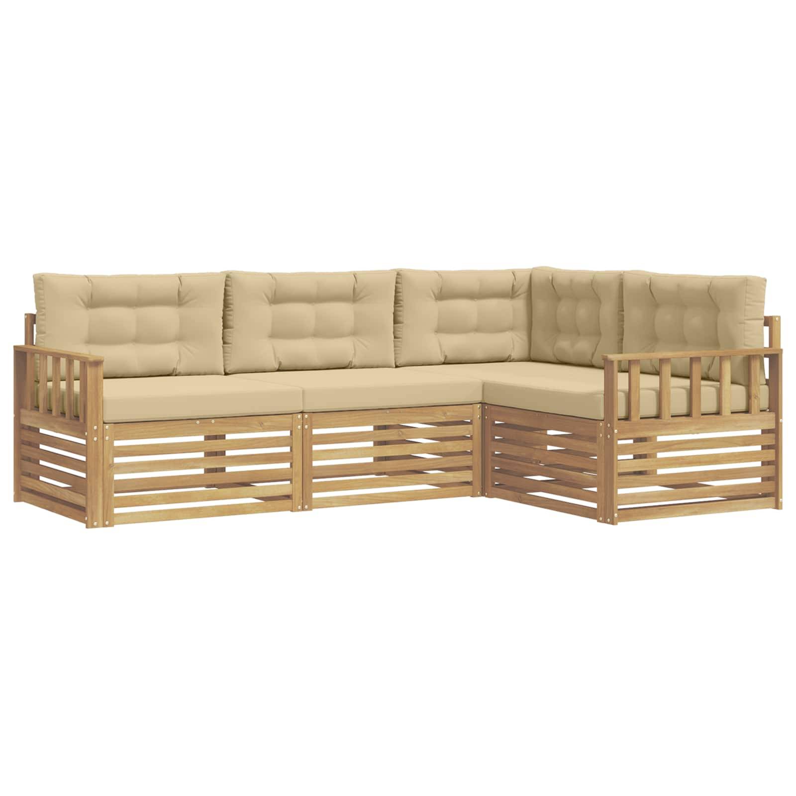 vidaXL Outdoor-Sofagarnitur mit Kissen 5 pcs Weiß und Beige Polyester