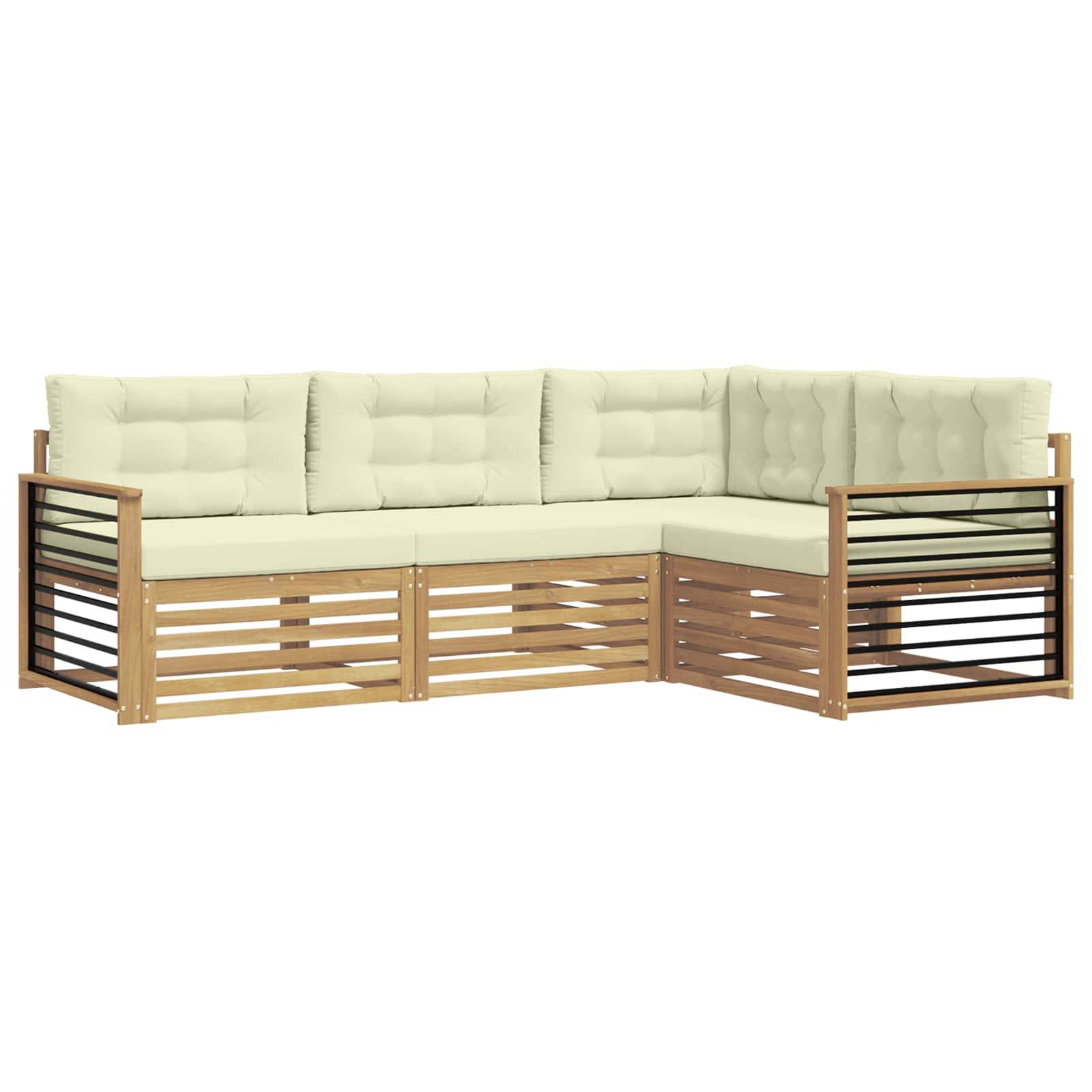 vidaXL Outdoor-Sofagarnitur mit Kissen 5 pcs Weiß und Creme Polyester