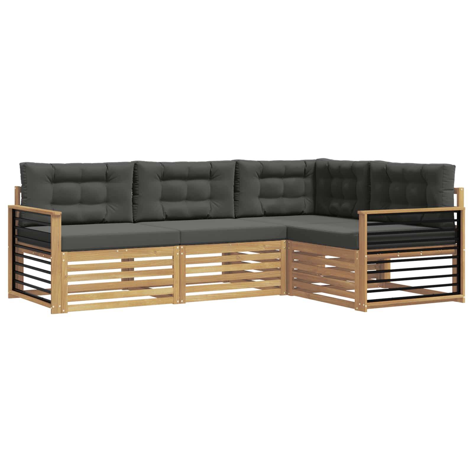 vidaXL Outdoor-Sofagarnitur 5 pcs Weiß und Anthrazit Polyester