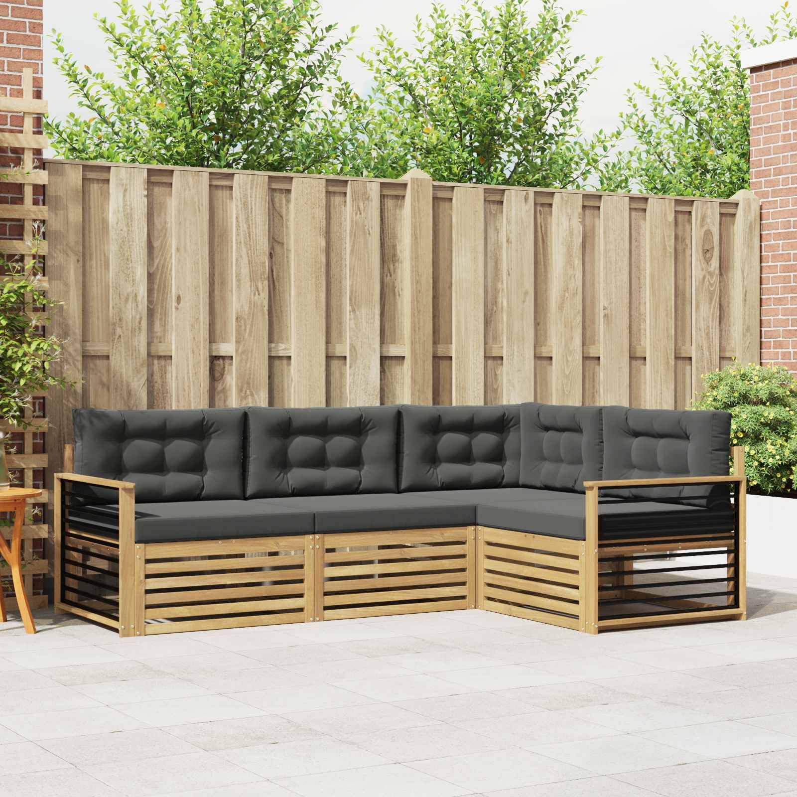 vidaXL Outdoor-Sofagarnitur 5 pcs Weiß und Anthrazit Polyester