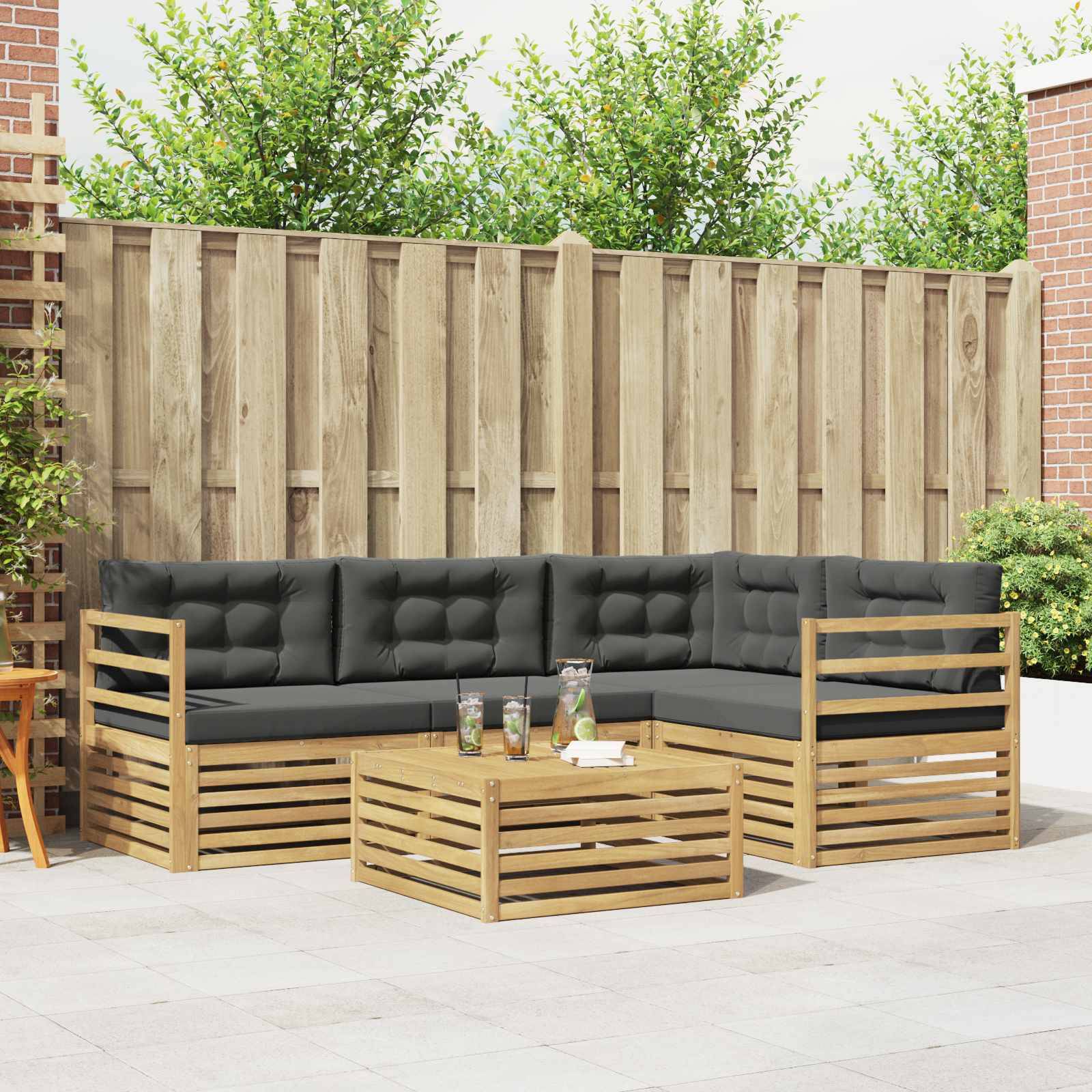 vidaXL Outdoor-Sofagarnitur mit Kissen 5 pcs
