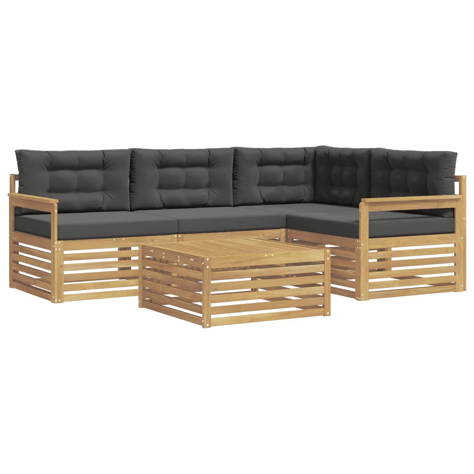 vidaXL Outdoor-Sofagarnitur 6 pcs Weiß und Anthrazit Polyester
