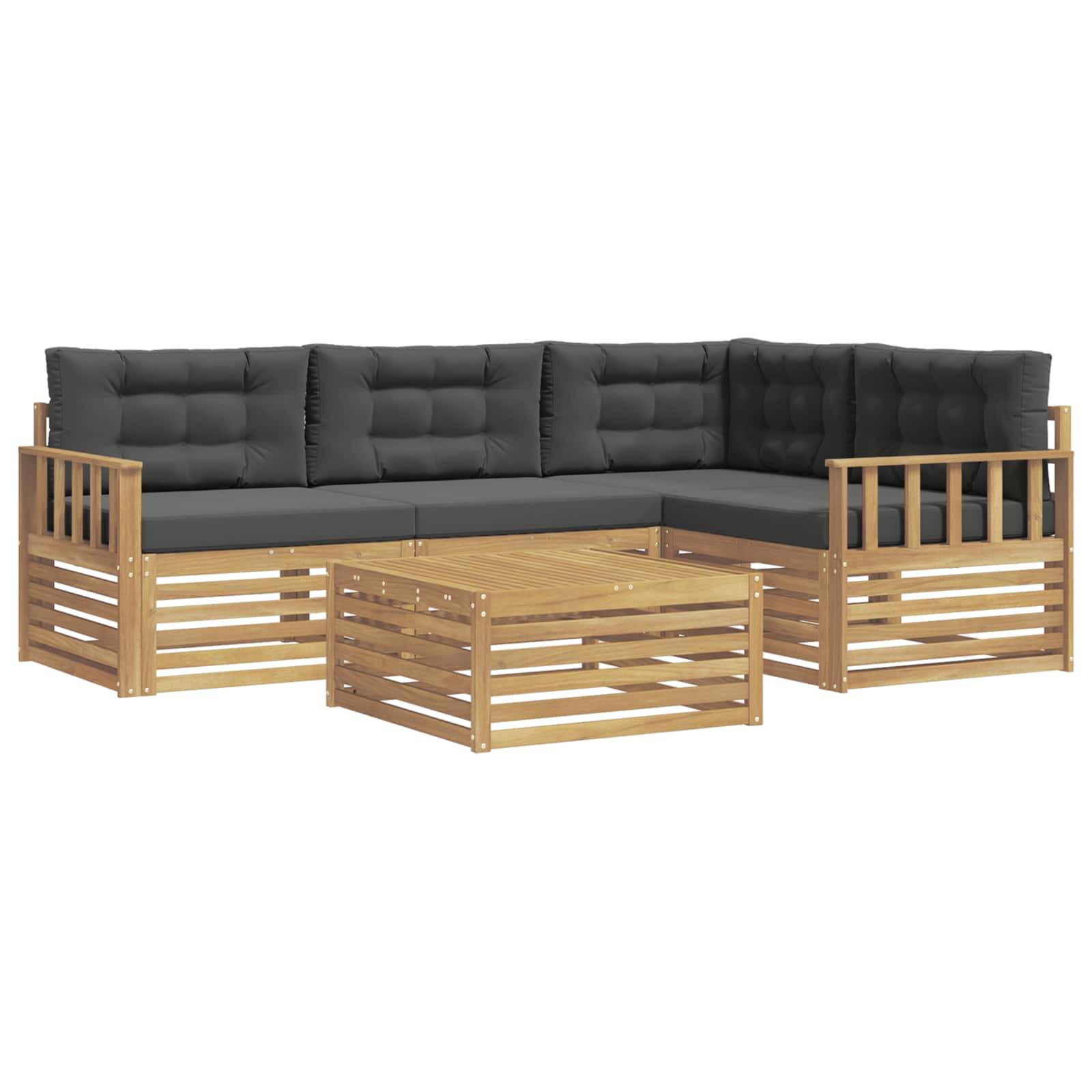 vidaXL Outdoor-Sofagarnitur 6 pcs Weiß und Anthrazit Polyester