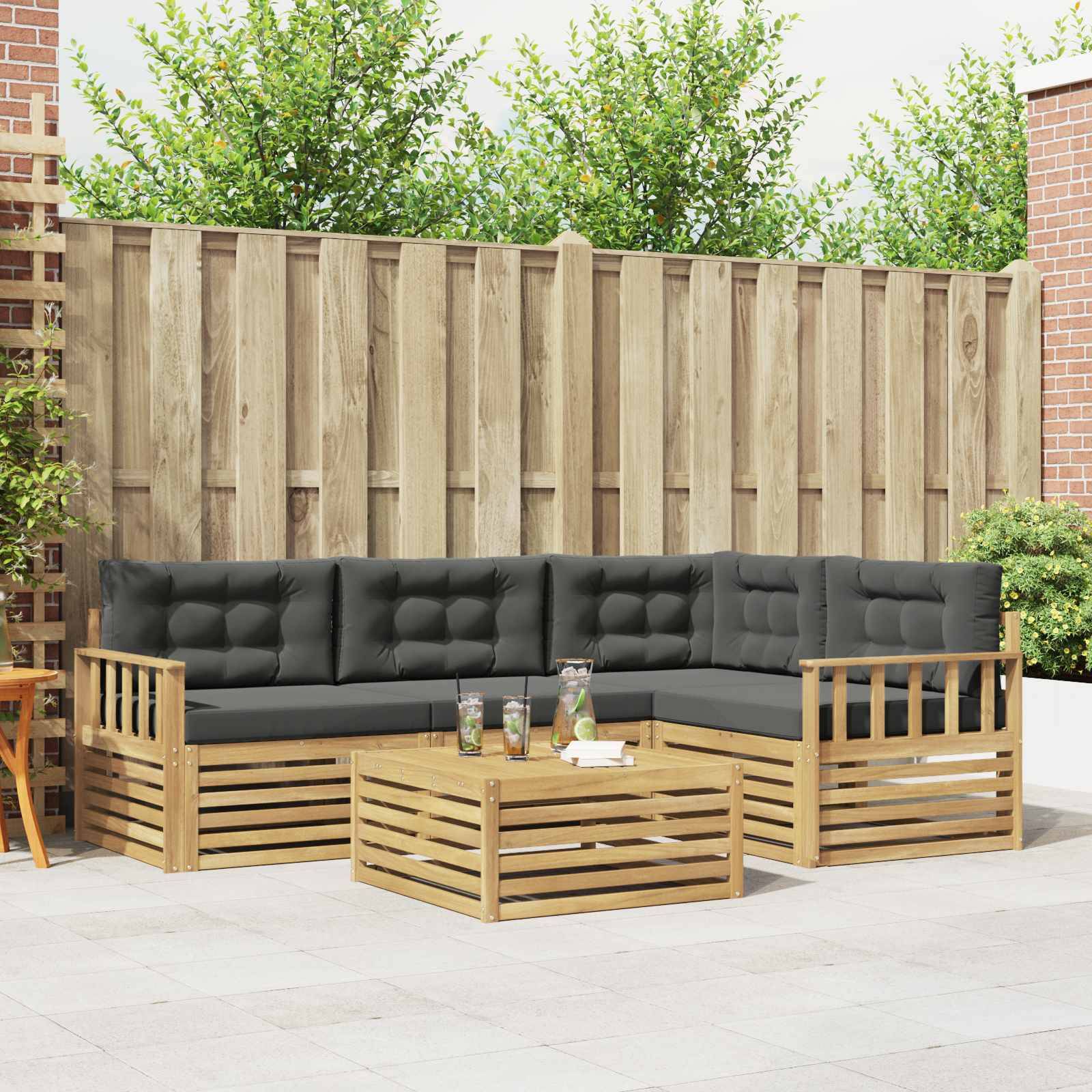 vidaXL Outdoor-Sofagarnitur 6 pcs Weiß und Anthrazit Polyester