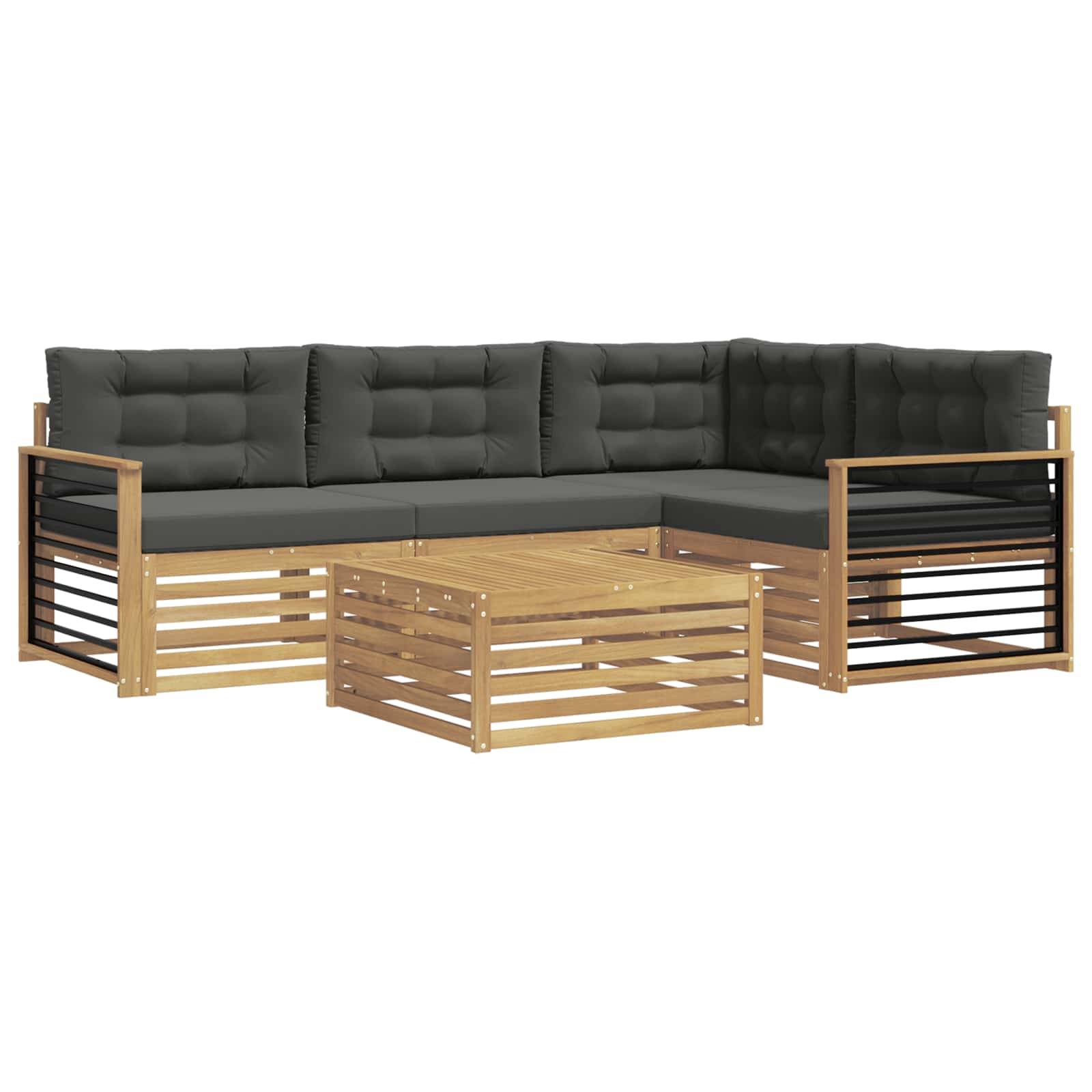 vidaXL Outdoor-Sofagarnitur 6 pcs Weiß und Anthrazit Polyester