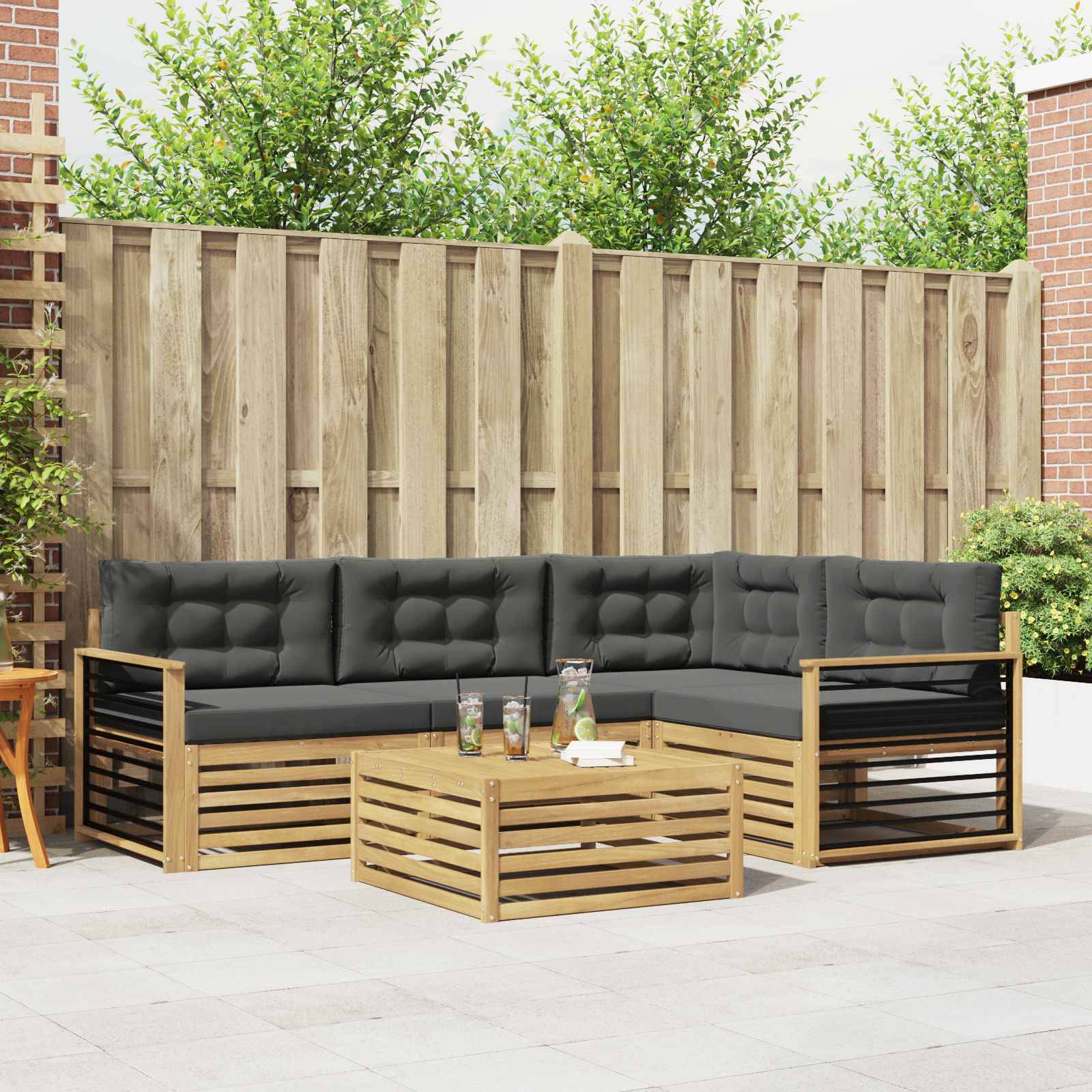 vidaXL Outdoor-Sofagarnitur 6 pcs Weiß und Anthrazit Polyester
