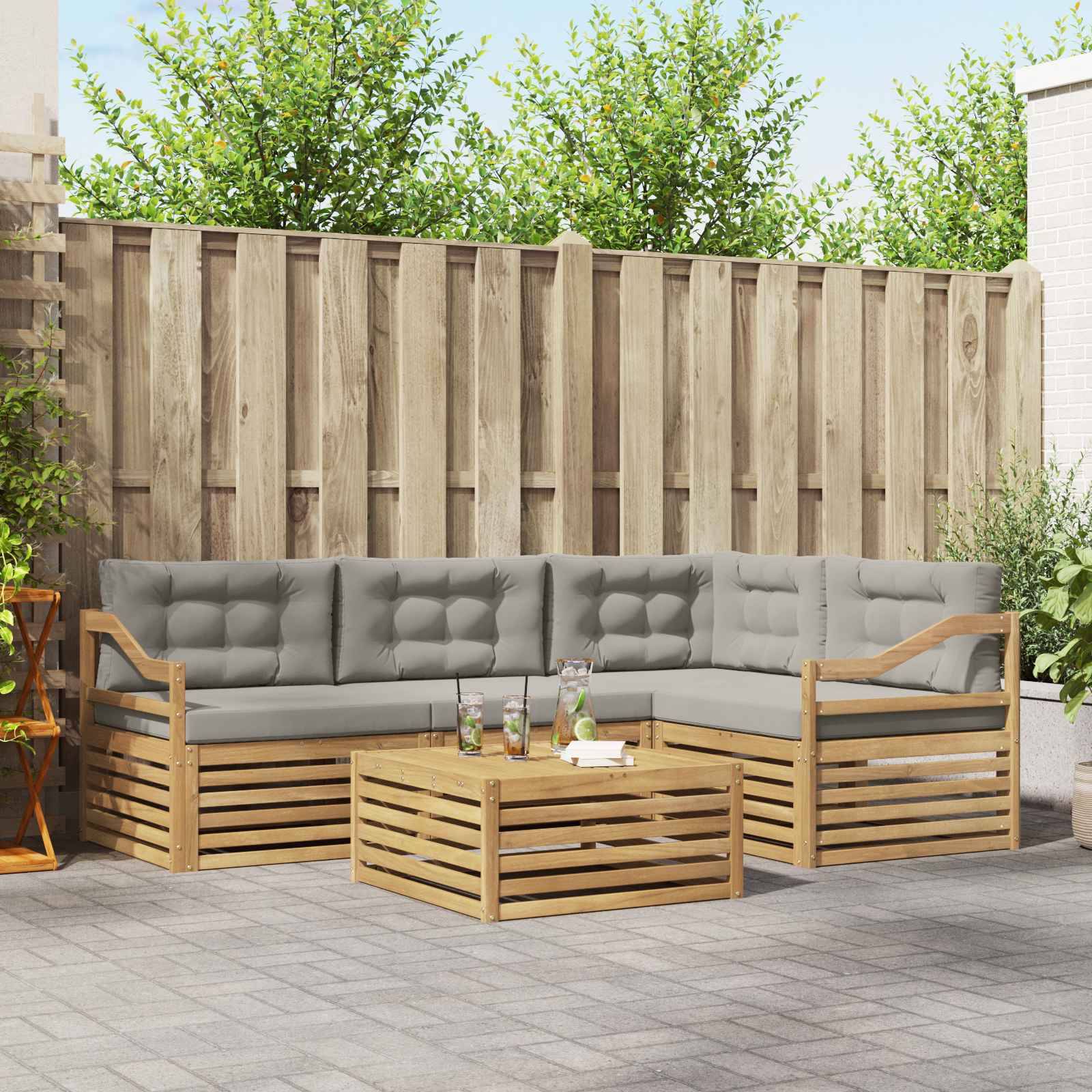 vidaXL Outdoor-Sofagarnitur mit Kissen 5 pcs