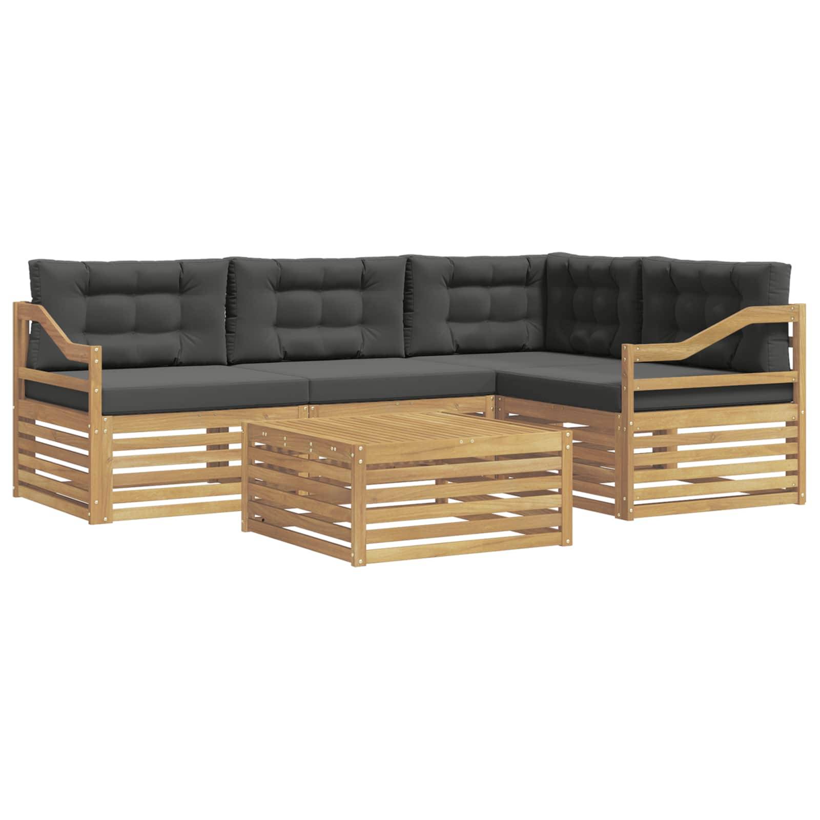 vidaXL Outdoor-Sofagarnitur 5 pcs Weiß und Anthrazit Polyester