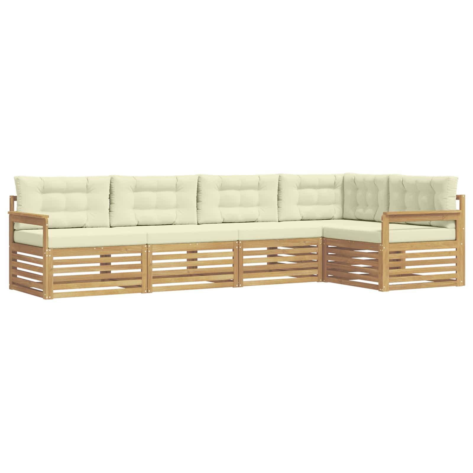 vidaXL Outdoor-Sofagarnitur mit Kissen 6 pcs Weiß und Creme Polyester