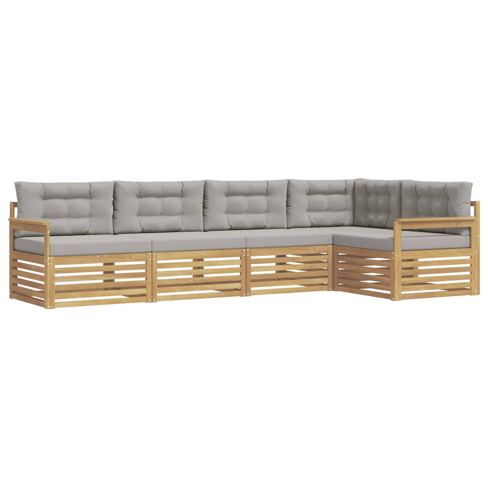 vidaXL Outdoor-Sofagarnitur 6 pcs Weiß und Hellgrau Polyester