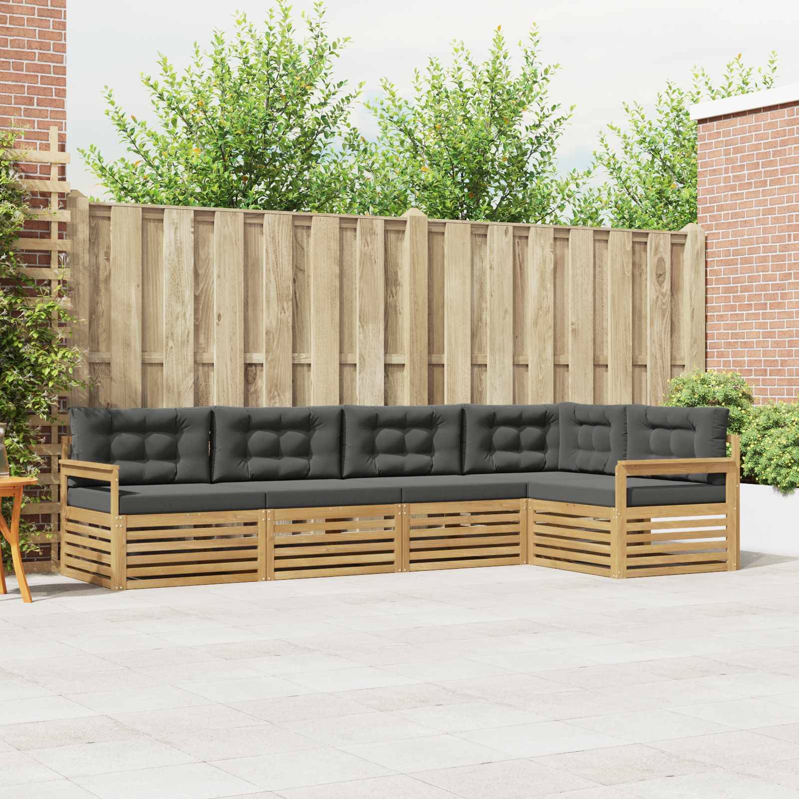 vidaXL Outdoor-Sofagarnitur 6 pcs Weiß und Anthrazit Polyester