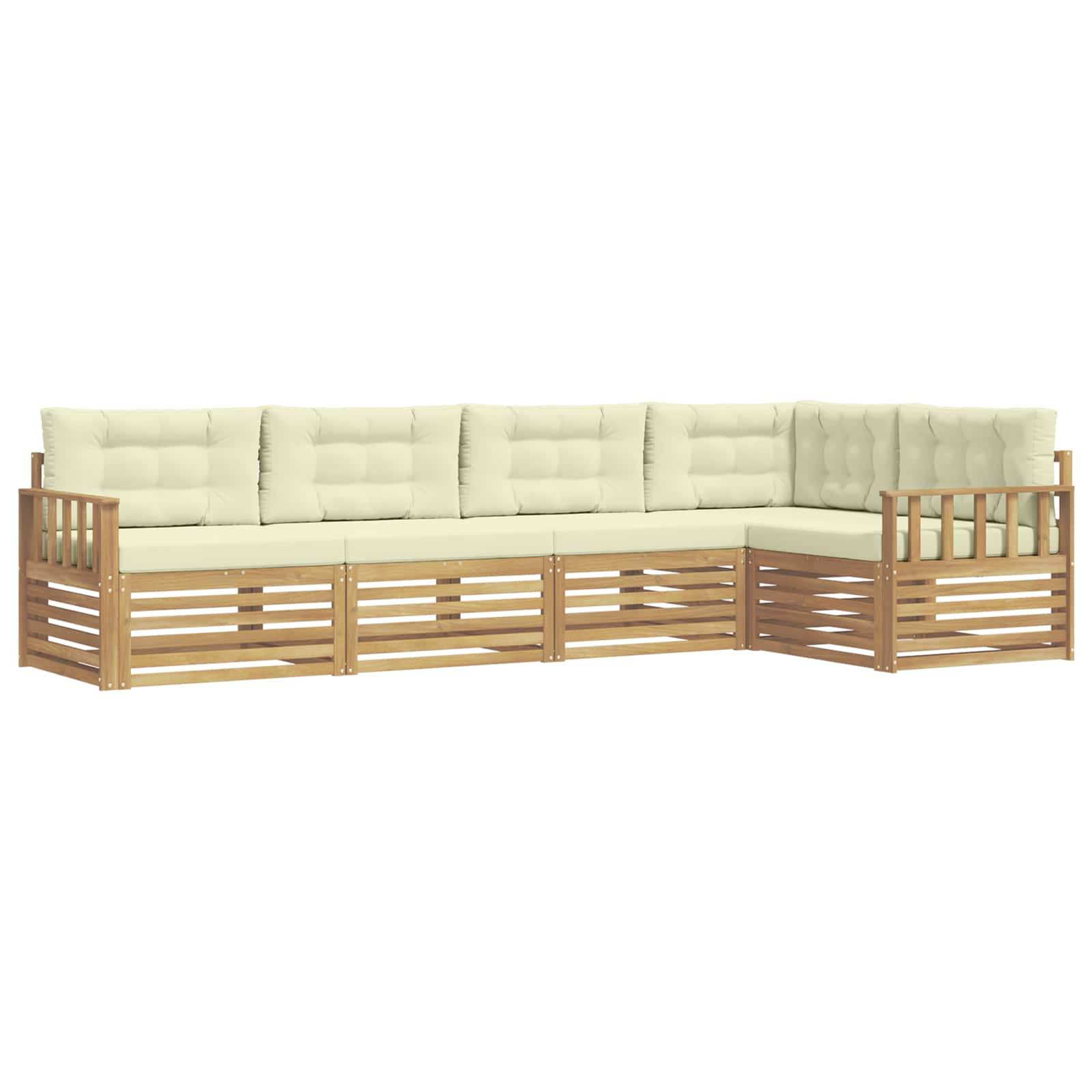 vidaXL Outdoor-Sofagarnitur mit Kissen 6 pcs Weiß und Creme Polyester