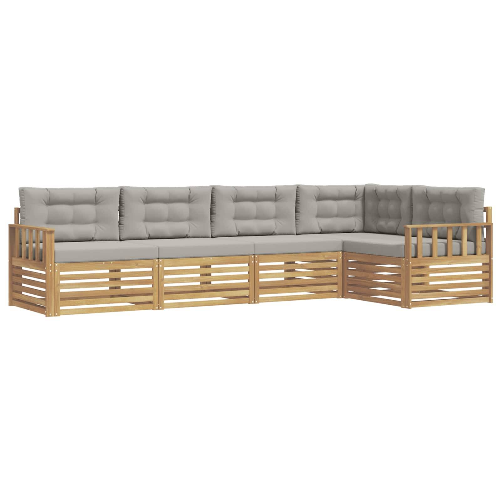 vidaXL Outdoor-Sofagarnitur 6 pcs Weiß und Hellgrau Polyester