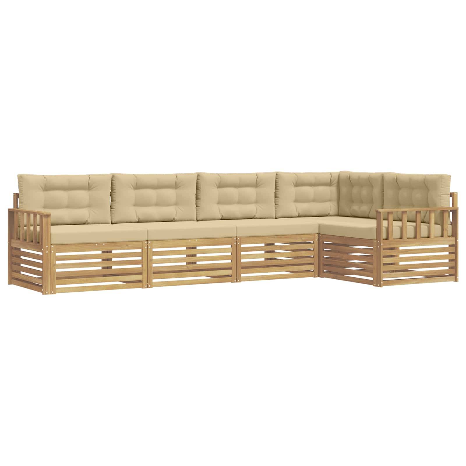 vidaXL Outdoor-Sofagarnitur mit Kissen 6 pcs Weiß und Beige Polyester