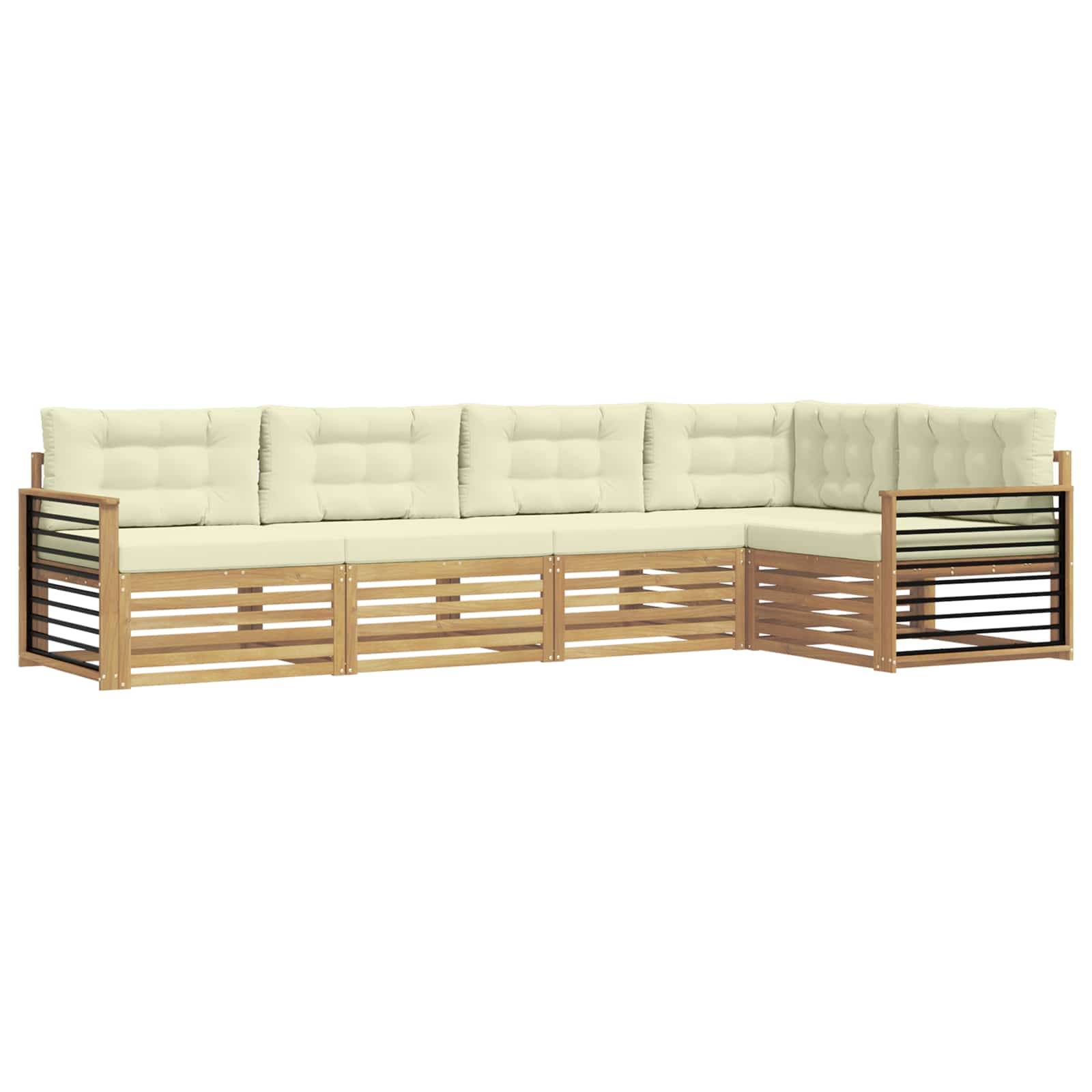 vidaXL Outdoor-Sofagarnitur mit Kissen 6 pcs Weiß und Creme Polyester