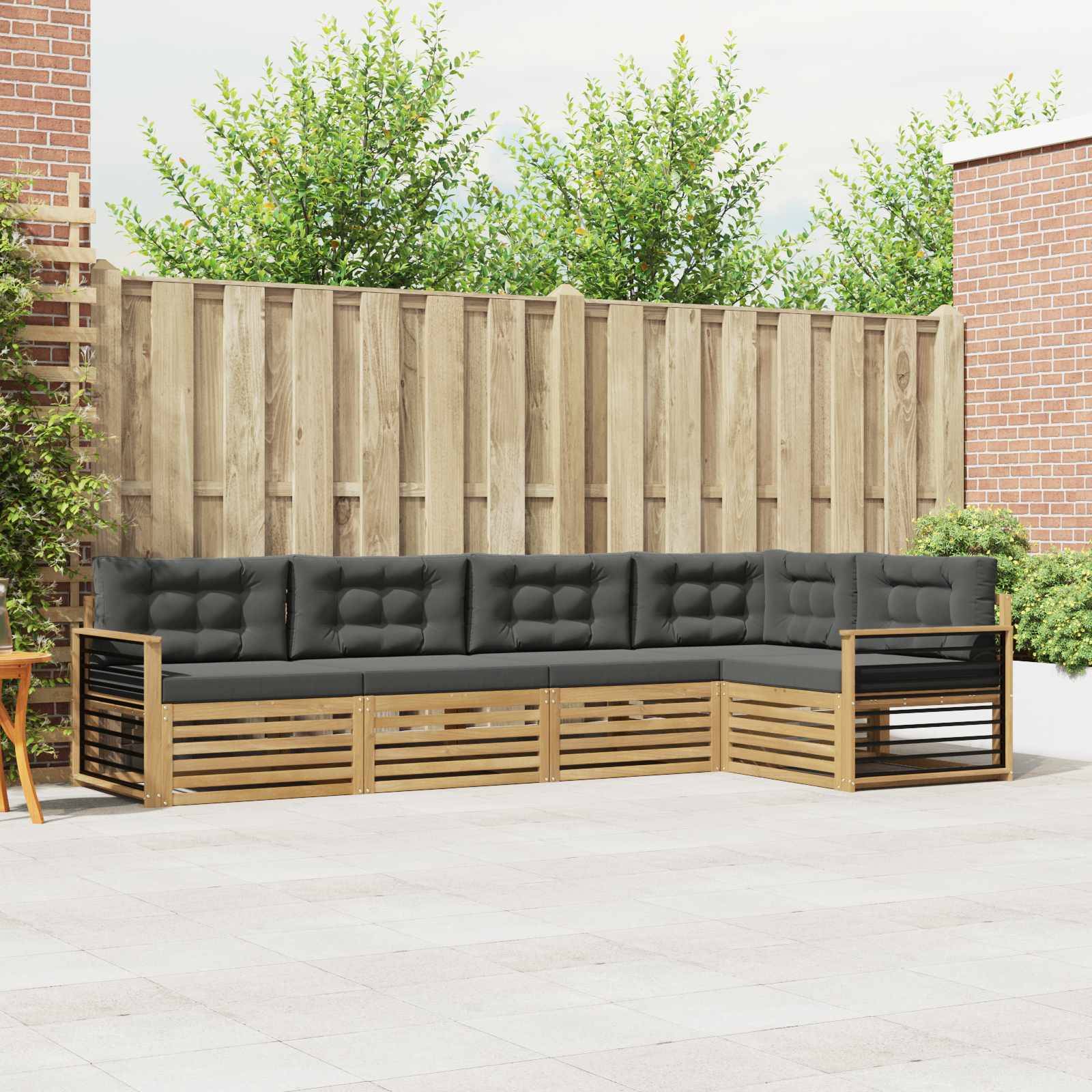 vidaXL Outdoor-Sofagarnitur 6 pcs Weiß und Anthrazit Polyester
