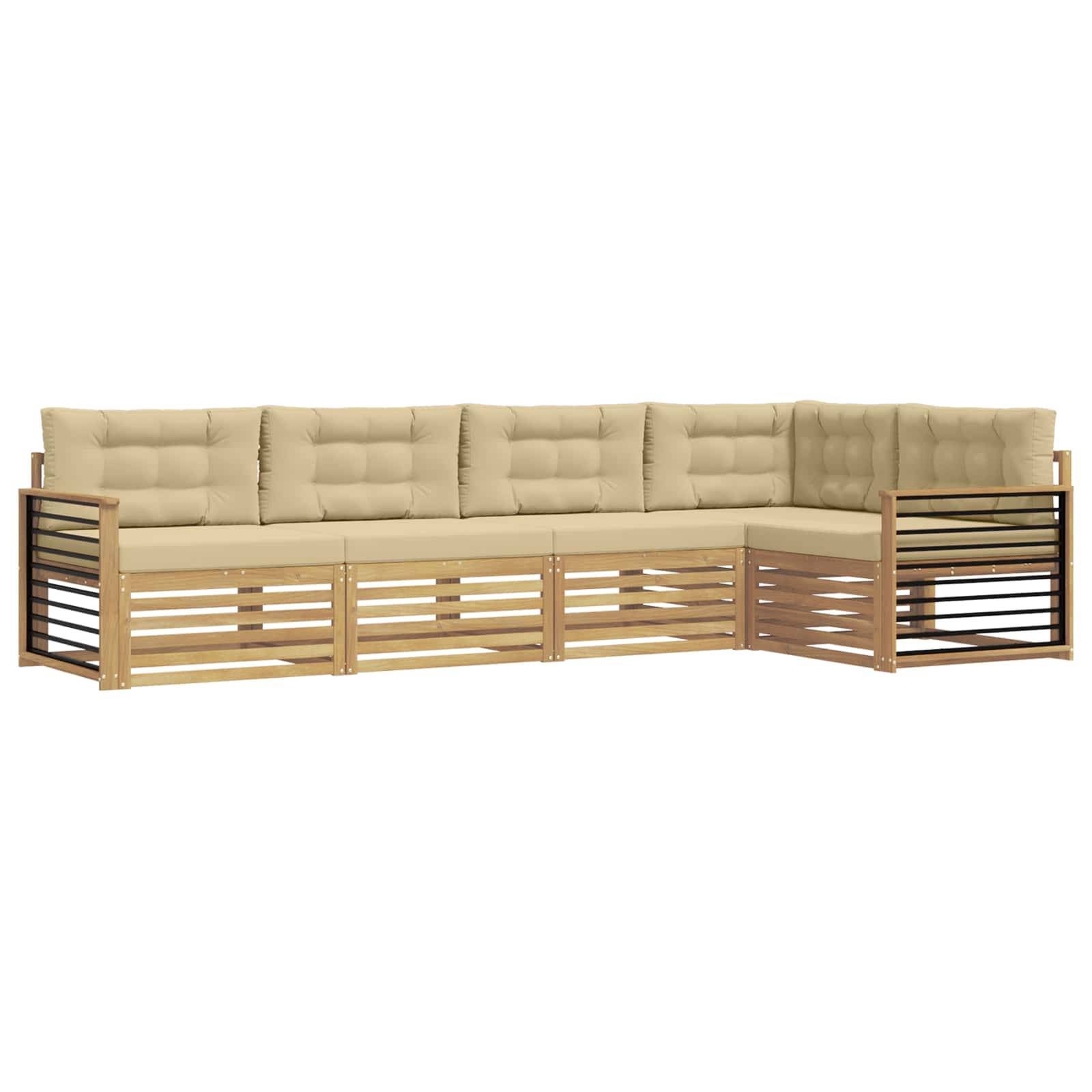 vidaXL Outdoor-Sofagarnitur mit Kissen 6 pcs Weiß und Beige Polyester