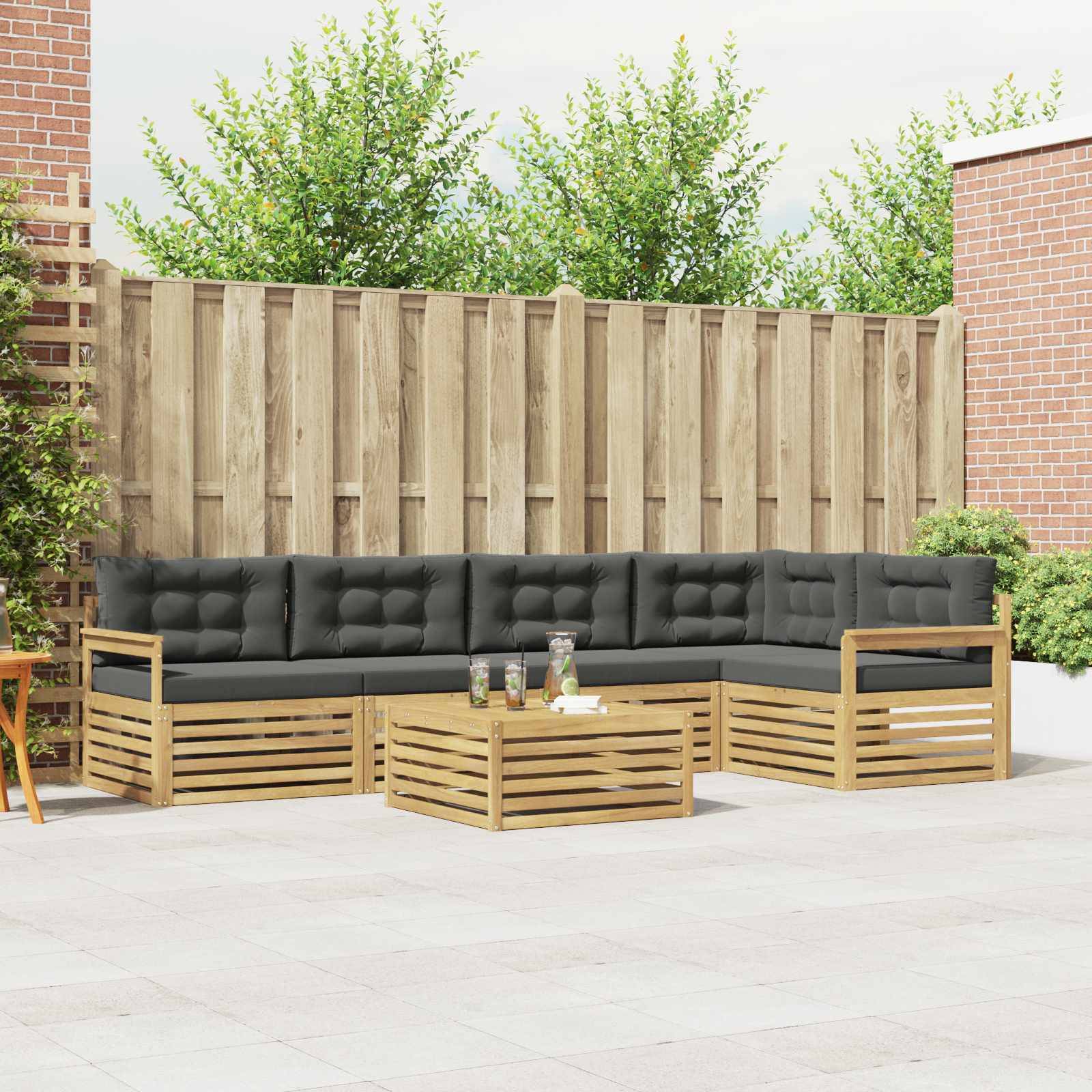 vidaXL Outdoor-Sofagarnitur 6 pcs Weiß und Anthrazit Polyester