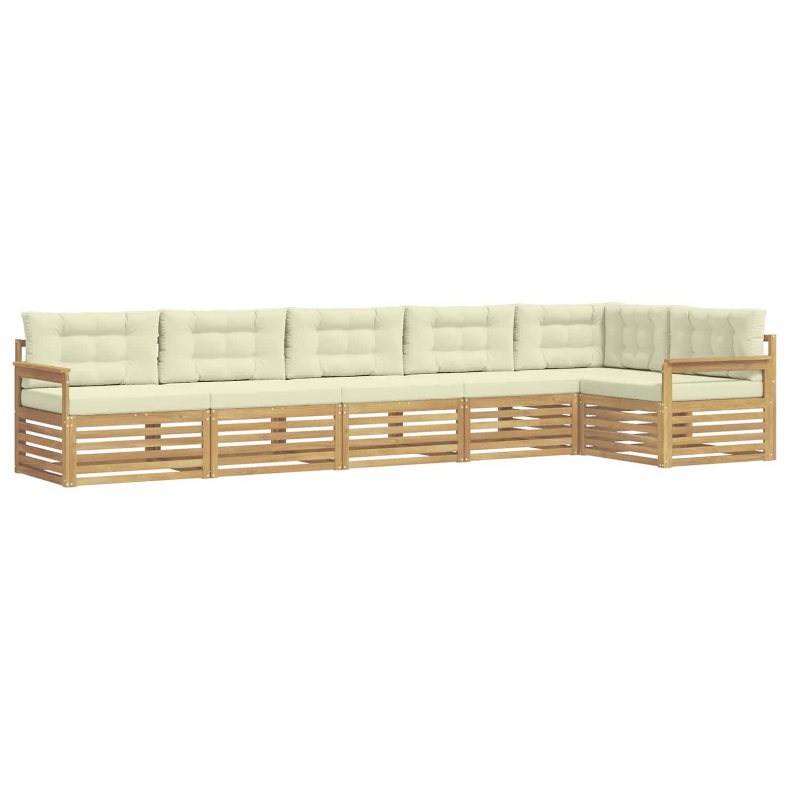 vidaXL Outdoor-Sofagarnitur mit Kissen 6 pcs Weiß und Creme Polyester